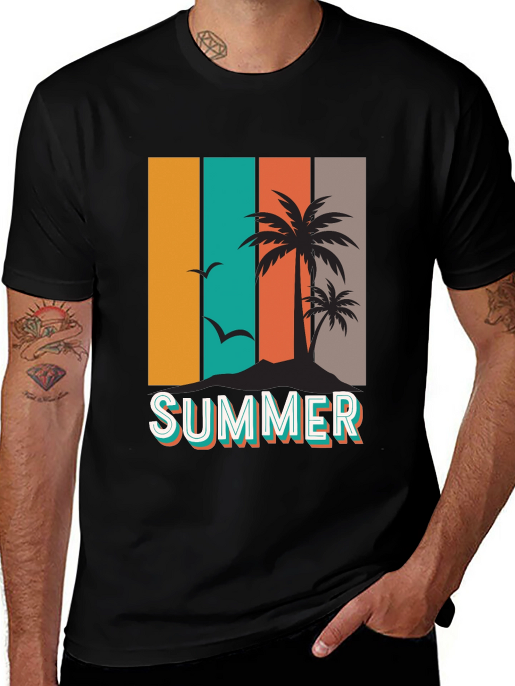 Retro Summer Palm Tree Graphic T-Shirt