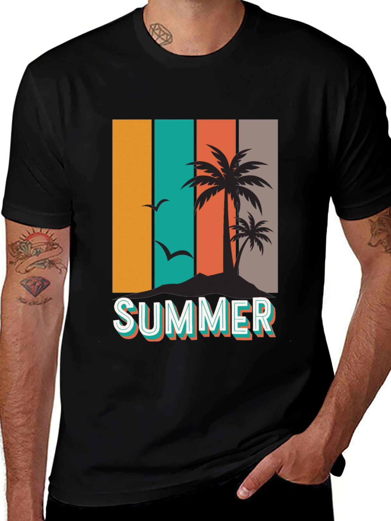 Retro Summer Palm Tree Graphic T-Shirt
