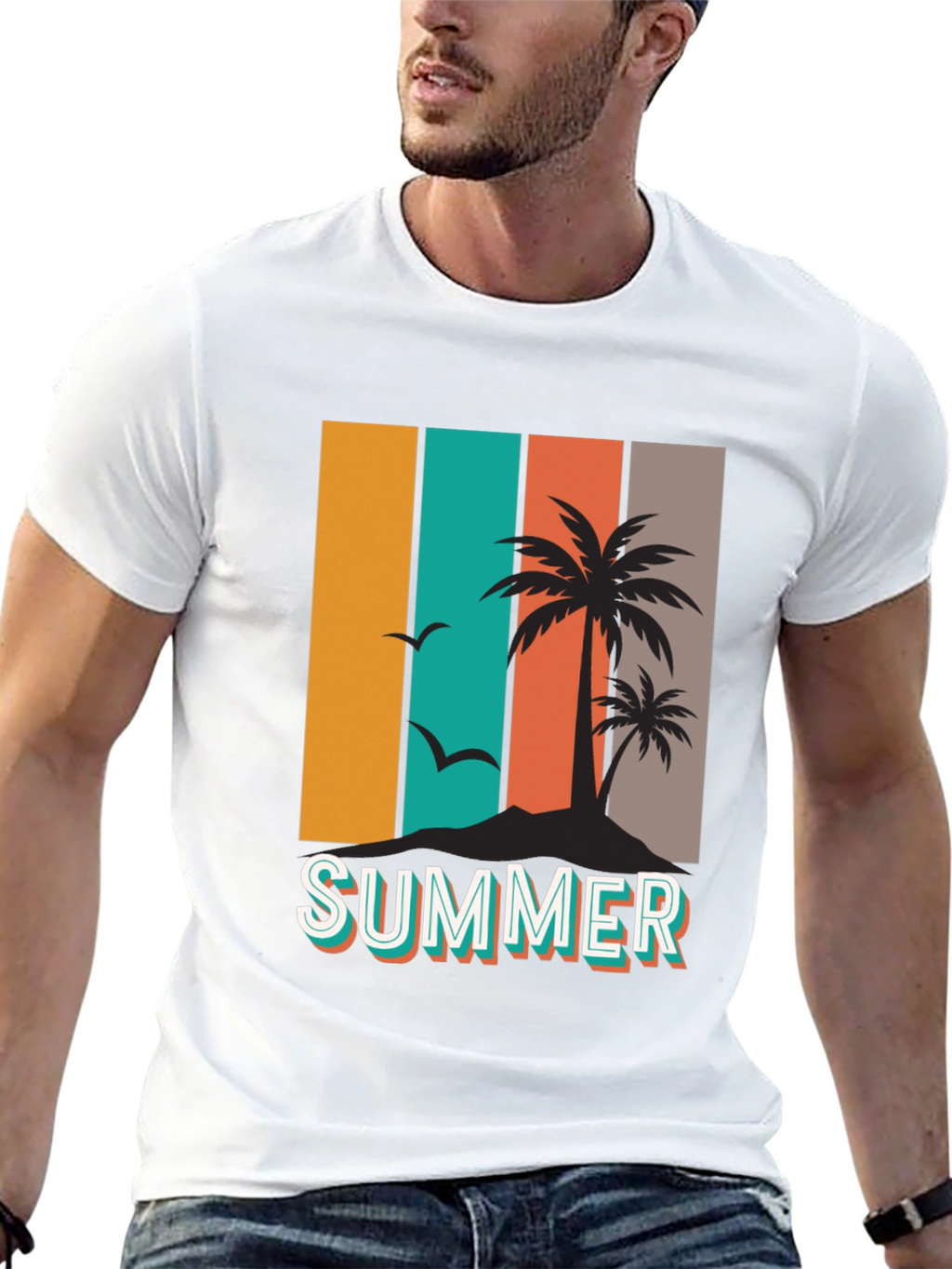 Retro Summer Palm Tree Graphic T-Shirt