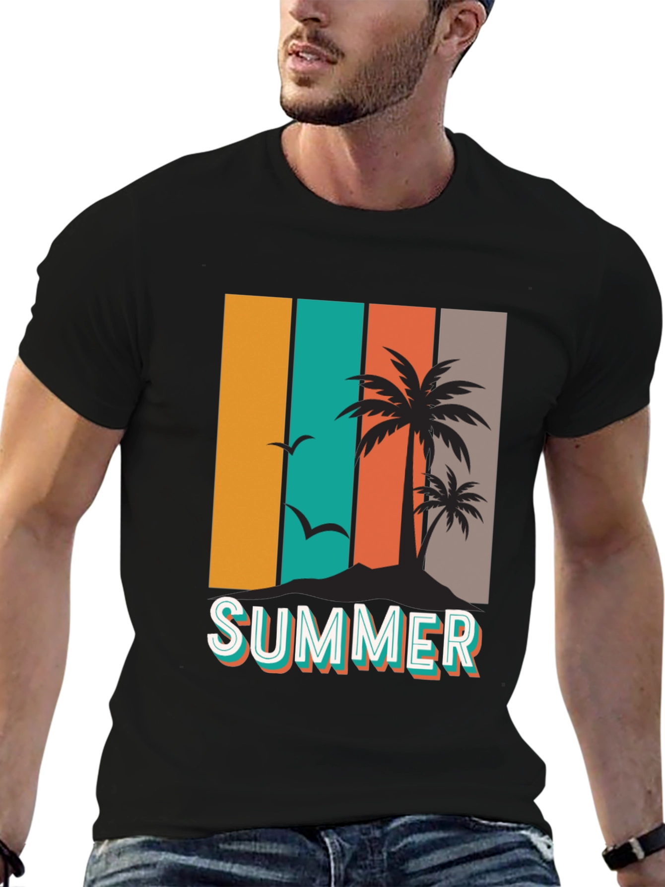 Retro Summer Palm Tree Graphic T-Shirt