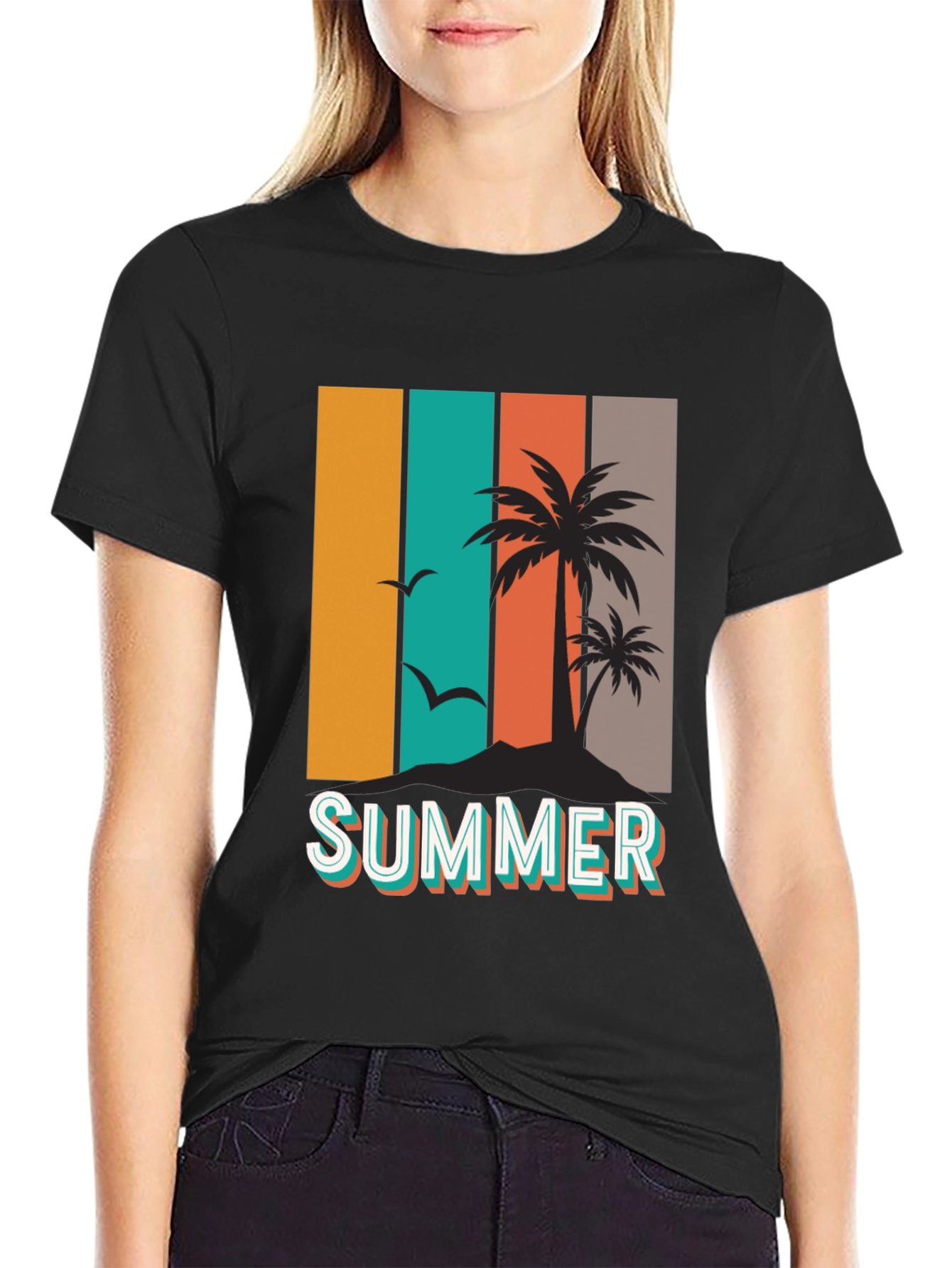 Retro Summer Palm Tree Graphic T-Shirt