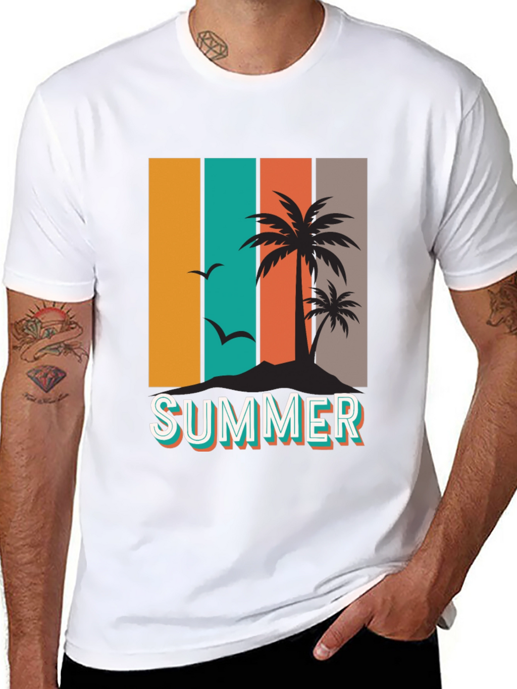 Retro Summer Palm Tree Graphic T-Shirt
