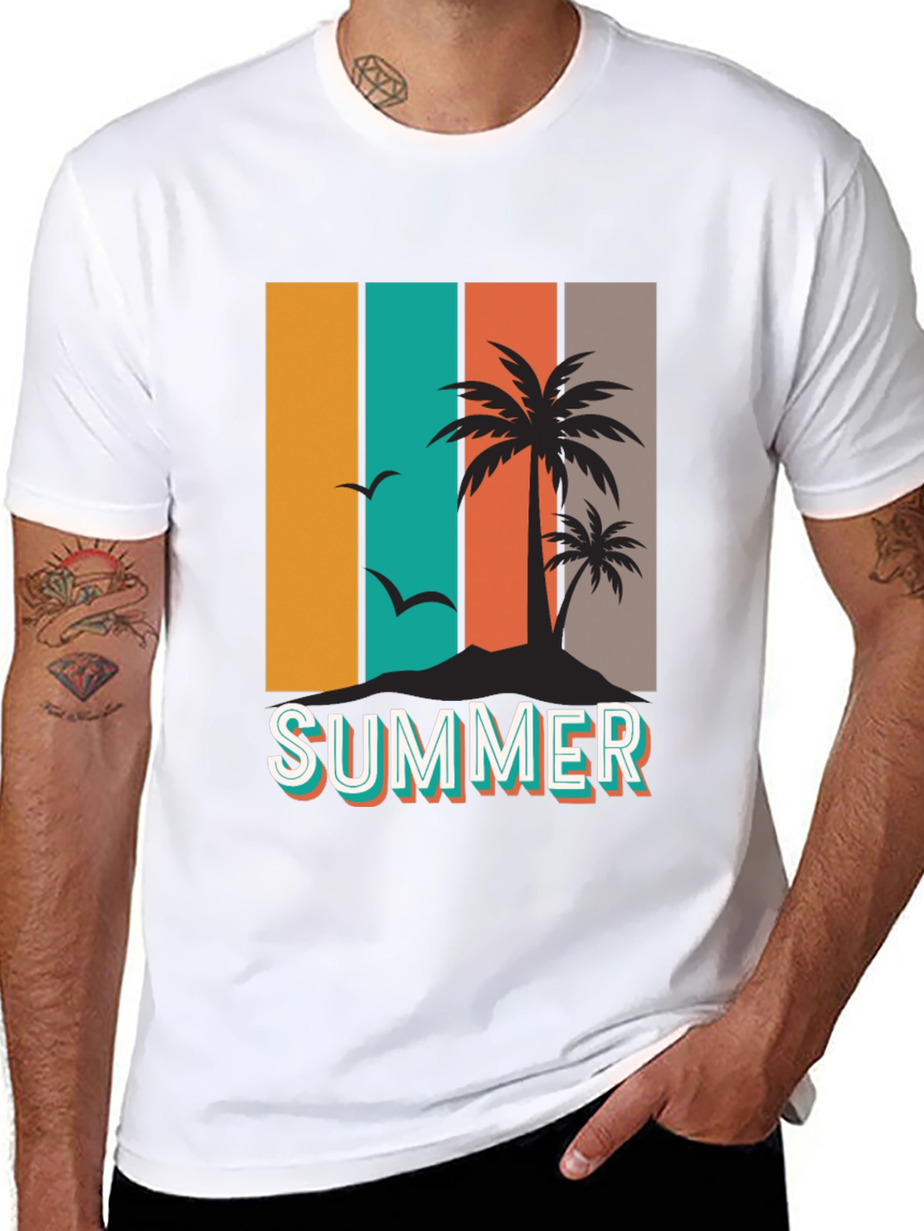 Retro Summer Palm Tree Graphic T-Shirt