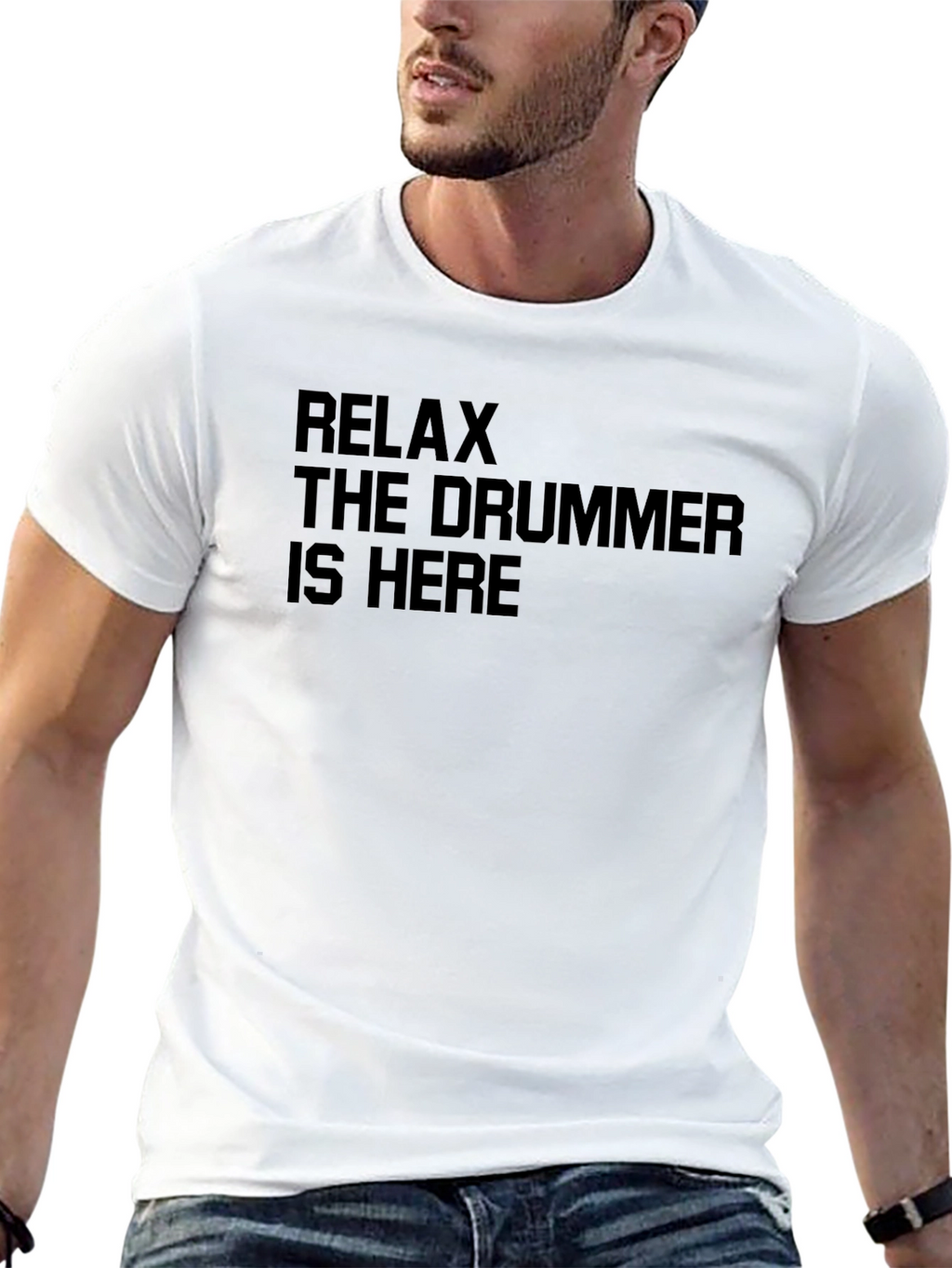 Relax The Drummer Is Here Black T-Shirt