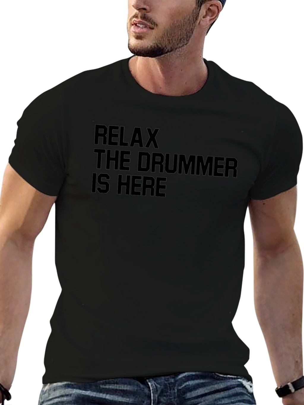 Relax The Drummer Is Here Black T-Shirt