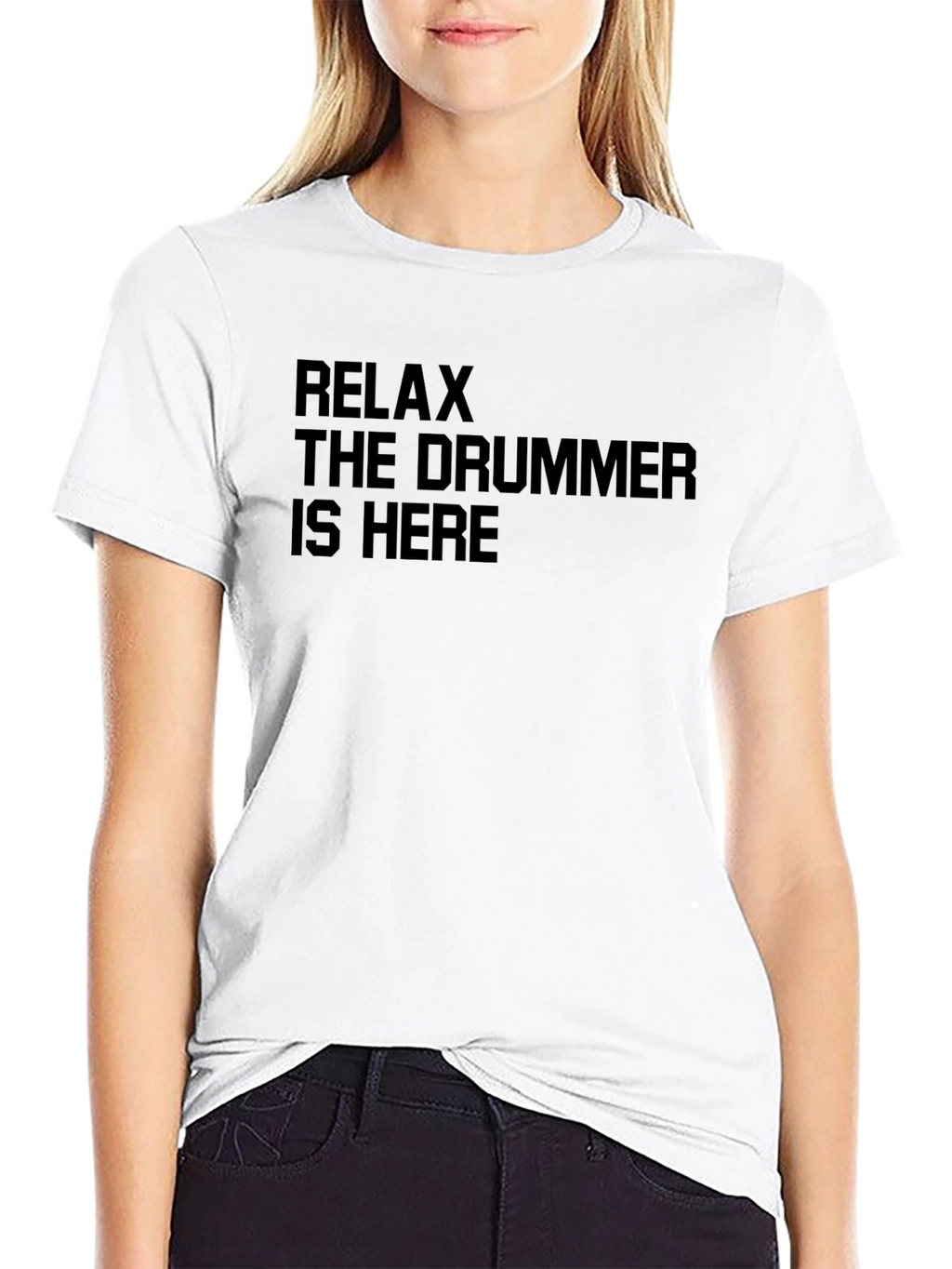 Relax The Drummer Is Here Black T-Shirt