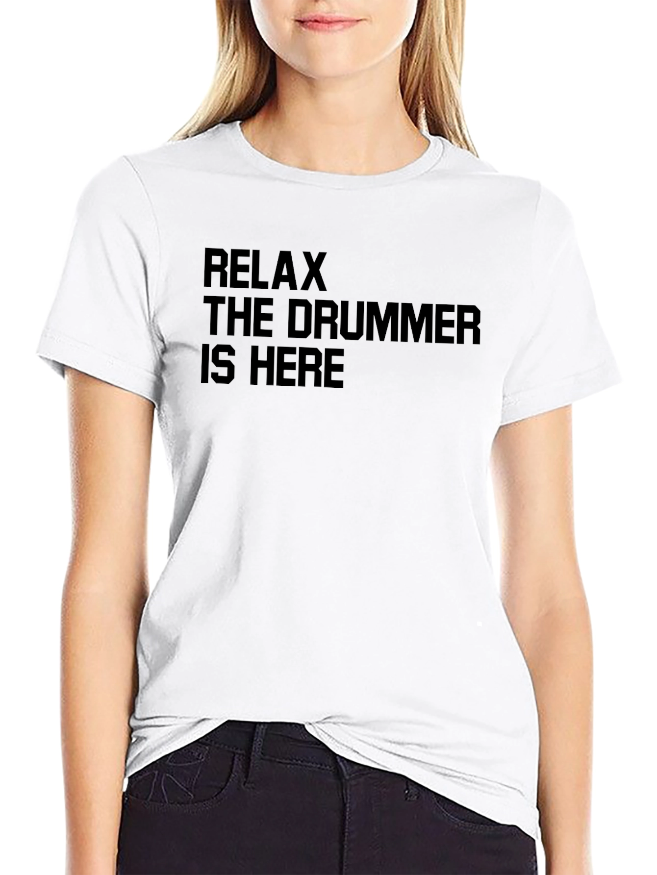 Relax The Drummer Is Here Black T-Shirt