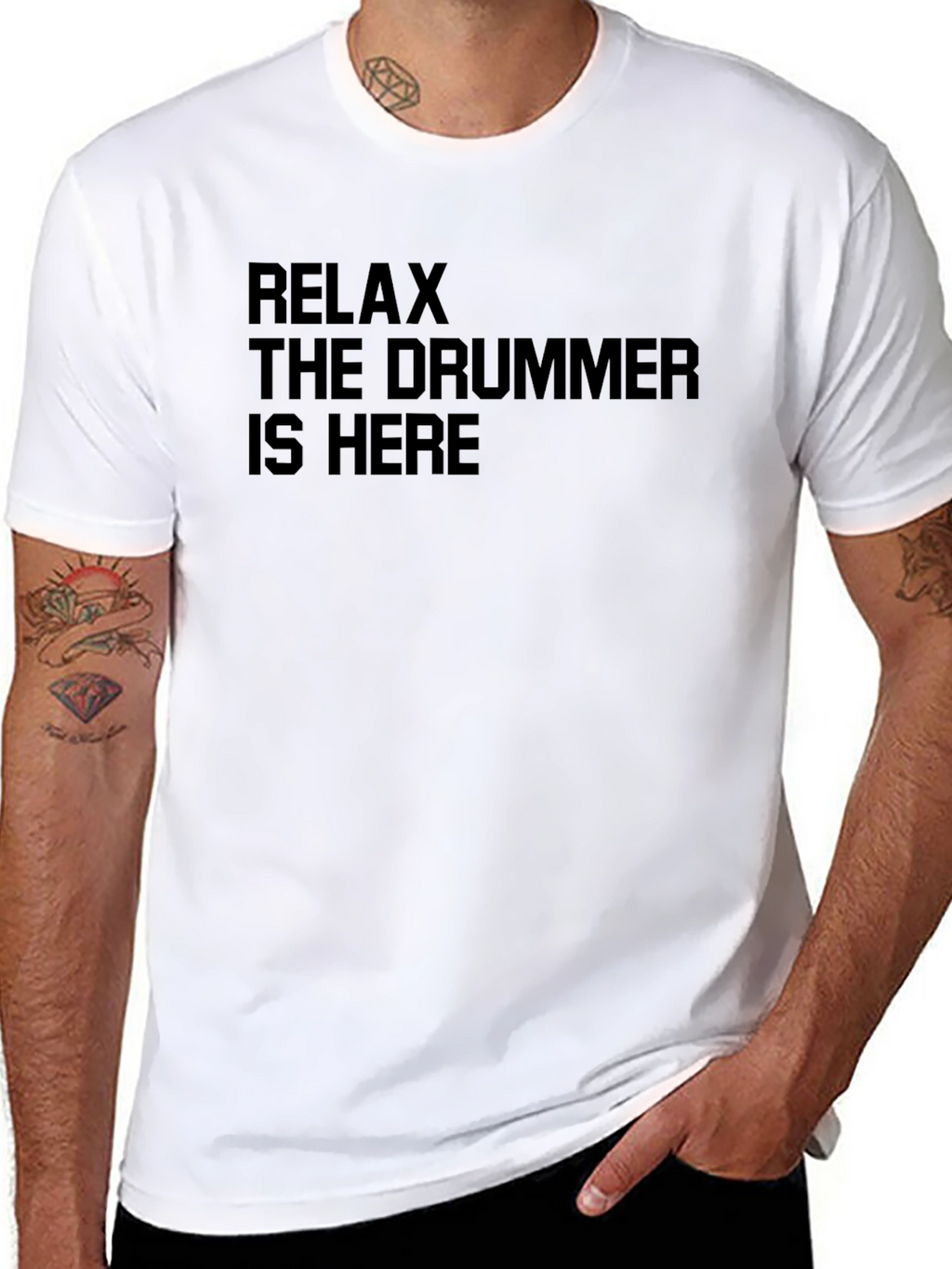 Relax The Drummer Is Here Black T-Shirt
