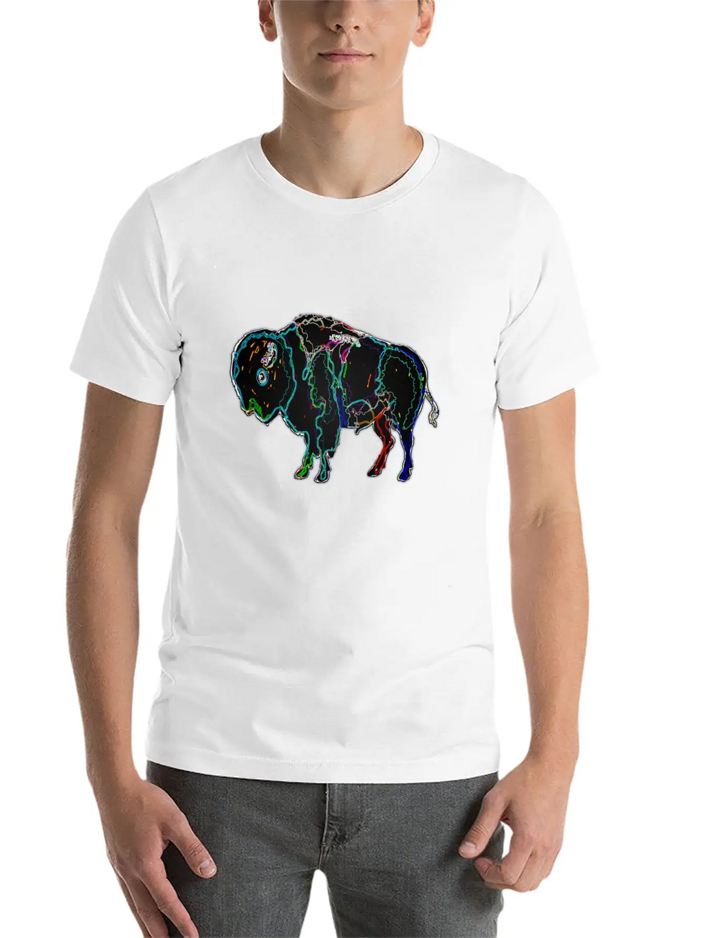 Neon Bison Stylish Everyday T-Shirt – Unisex Basic Cotton Tee