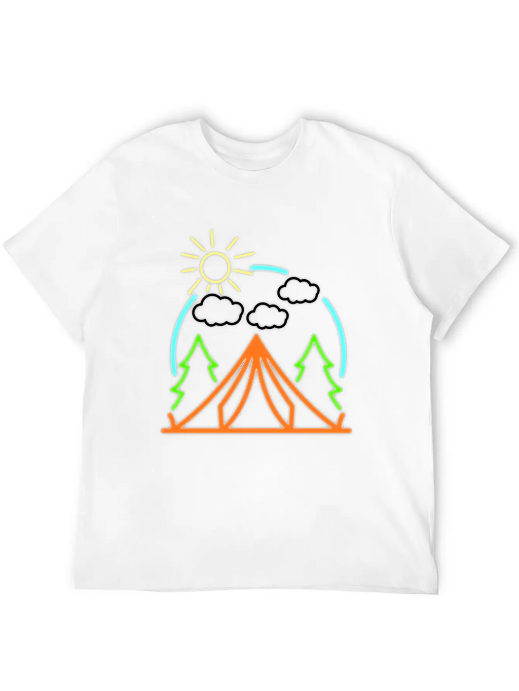 Neon Camping Tent Retro Camper Gift Idea Relaxed Everyday Tee – Lightweight And Durable Cotton