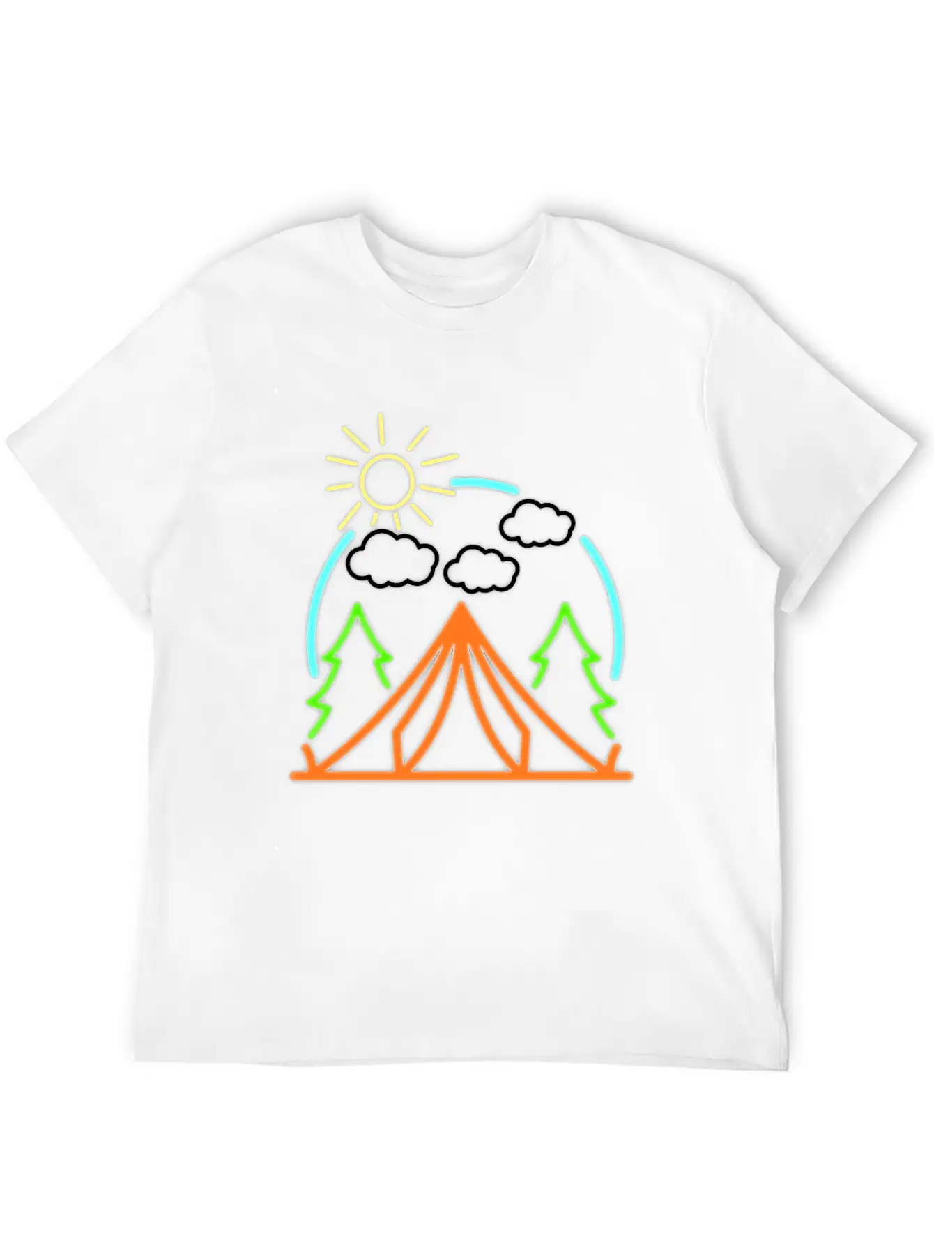 Neon Camping Tent Retro Camper Gift Idea Relaxed Everyday Tee – Lightweight And Durable Cotton