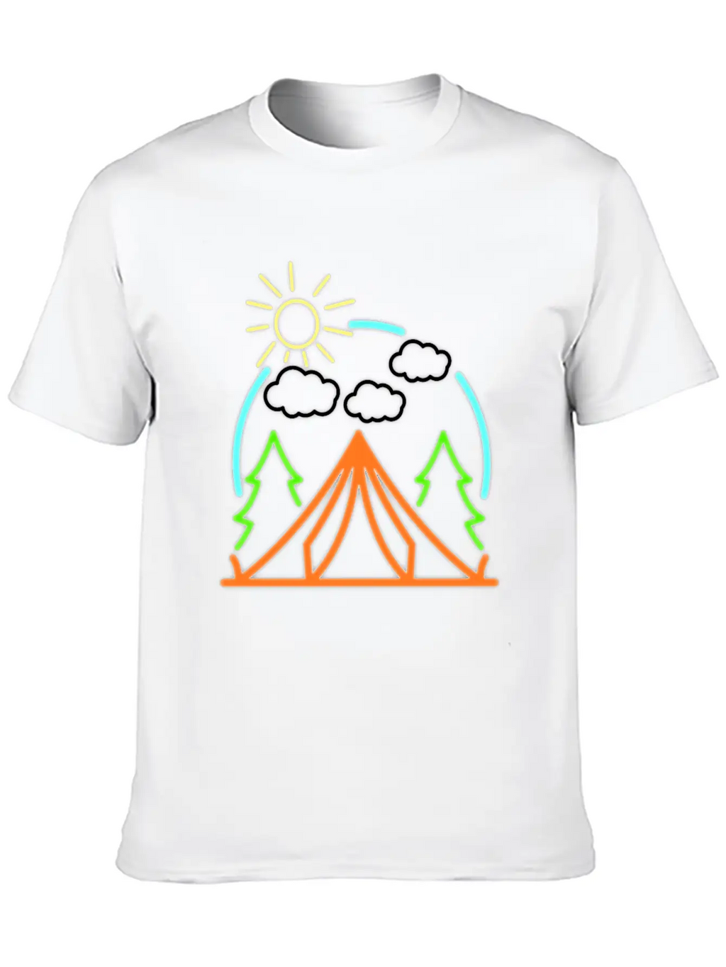 Neon Camping Tent Retro Camper Gift Idea Relaxed Everyday Tee – Lightweight And Durable Cotton
