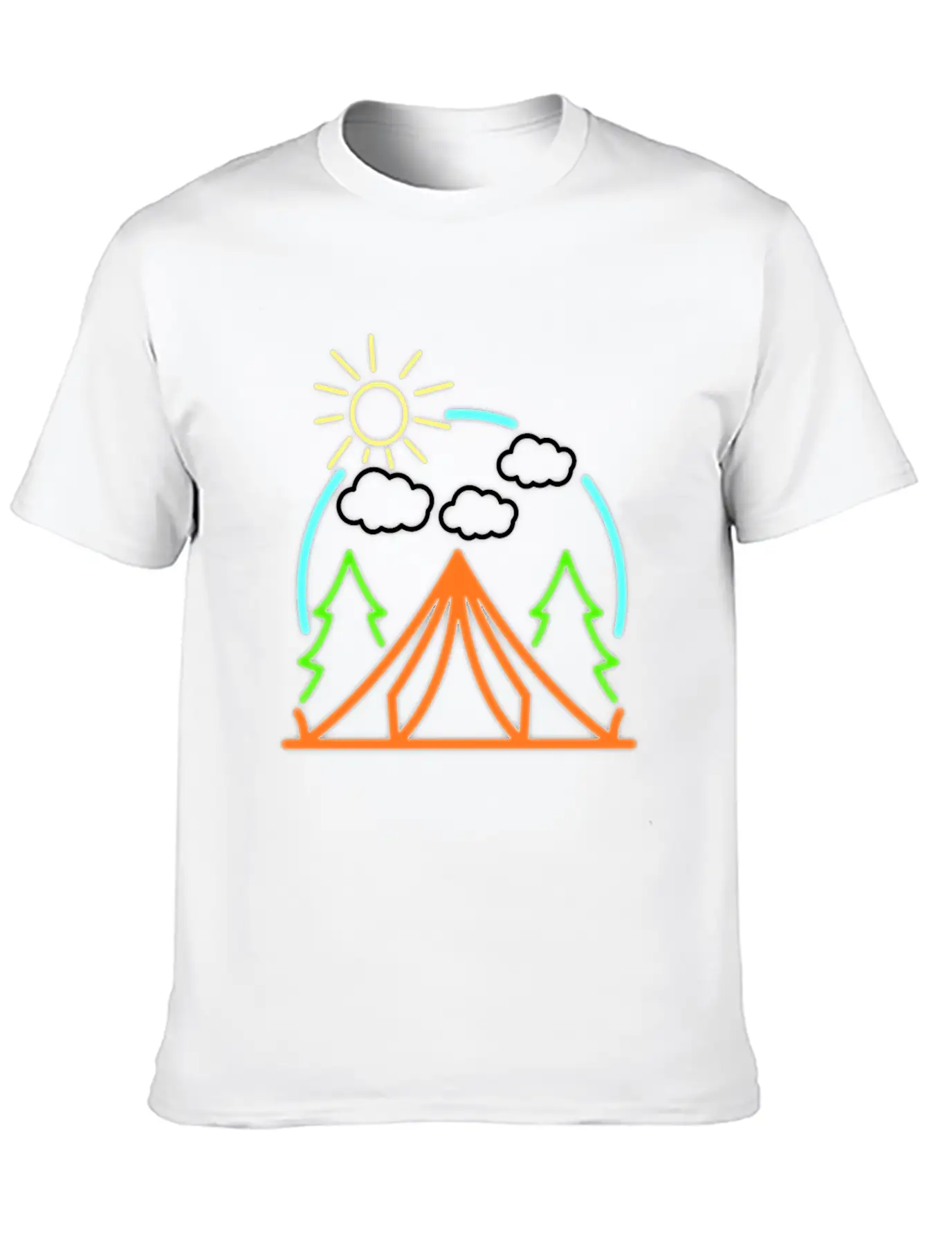 Neon Camping Tent Retro Camper Gift Idea Relaxed Everyday Tee – Lightweight And Durable Cotton