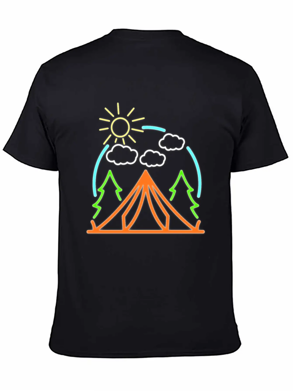 Neon Camping Tent Retro Camper Gift Idea Relaxed Everyday Tee – Lightweight And Durable Cotton