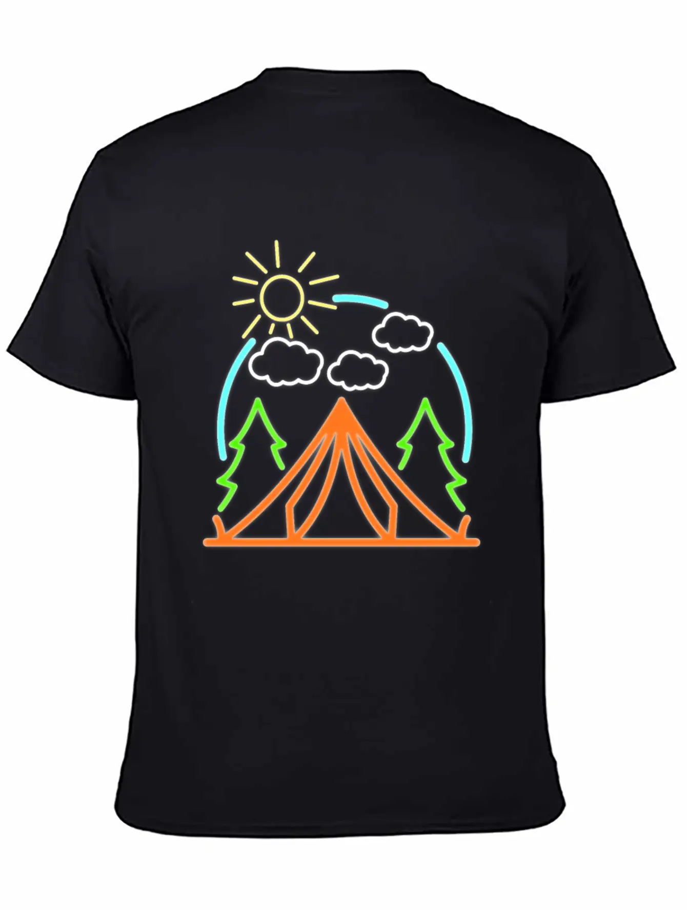 Neon Camping Tent Retro Camper Gift Idea Relaxed Everyday Tee – Lightweight And Durable Cotton