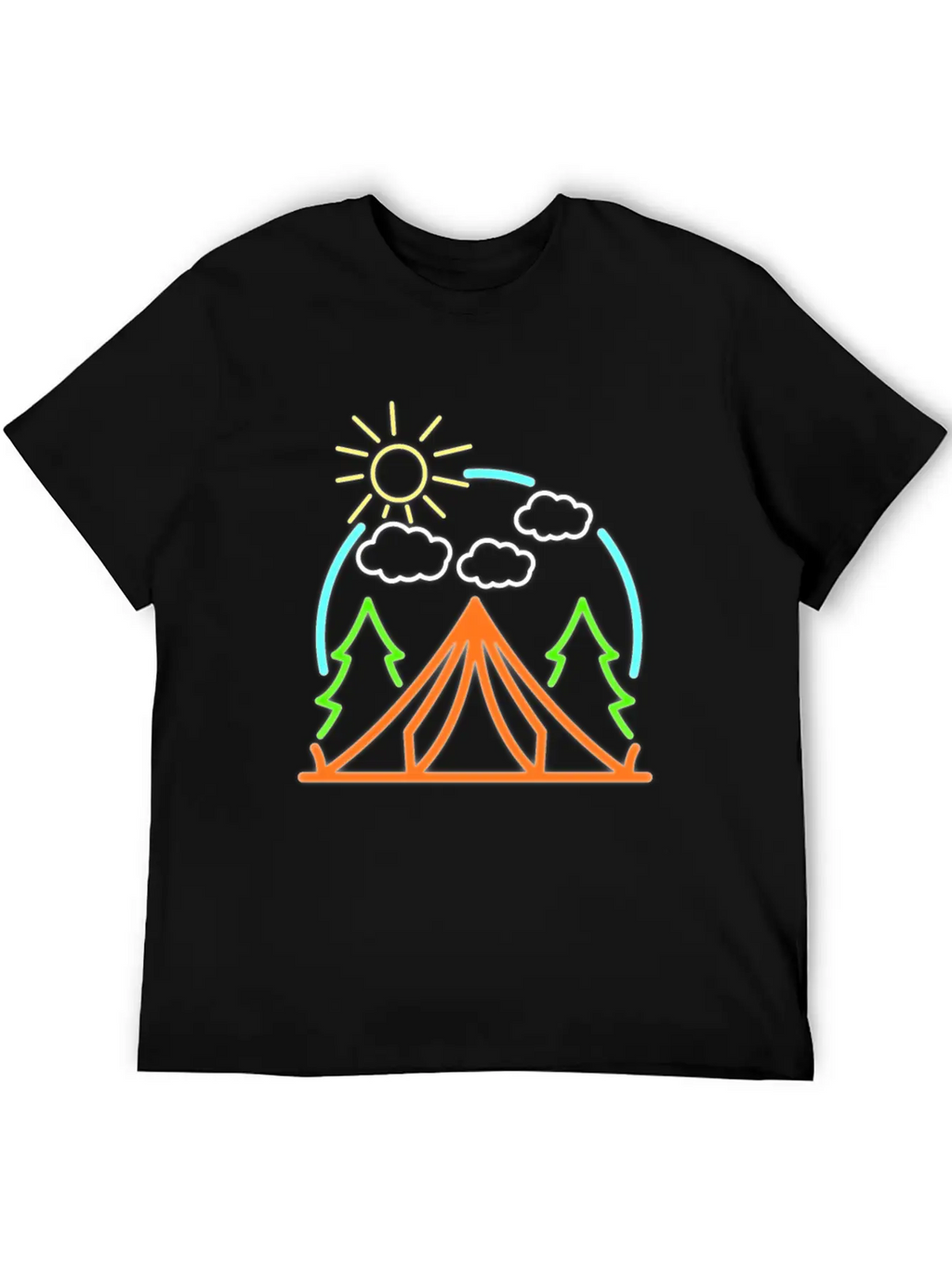Neon Camping Tent Retro Camper Gift Idea Relaxed Everyday Tee – Lightweight And Durable Cotton