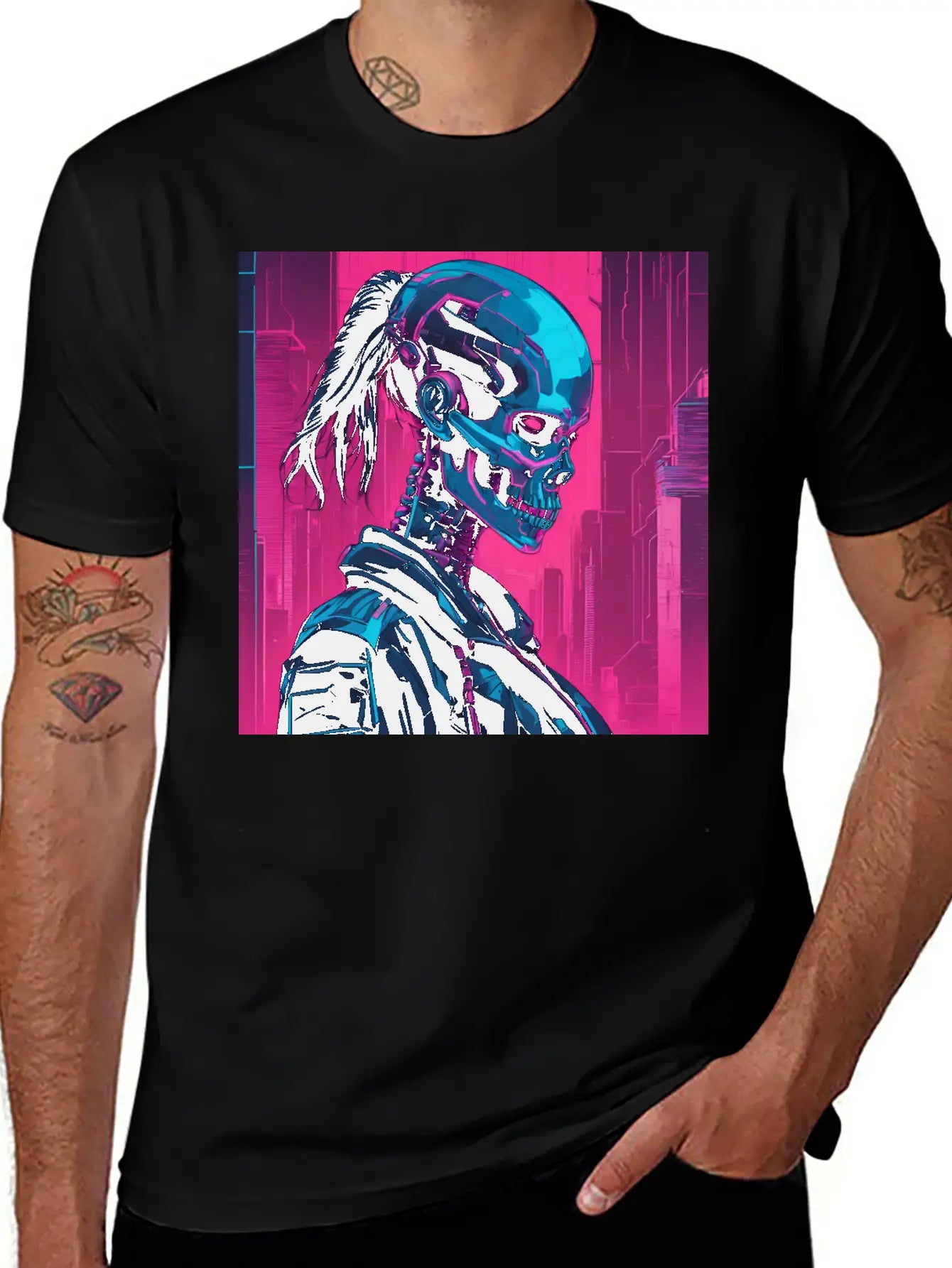 Neon Futuristic Style Basic Graphic T-Shirt – Daily Comfort In Soft Cotton