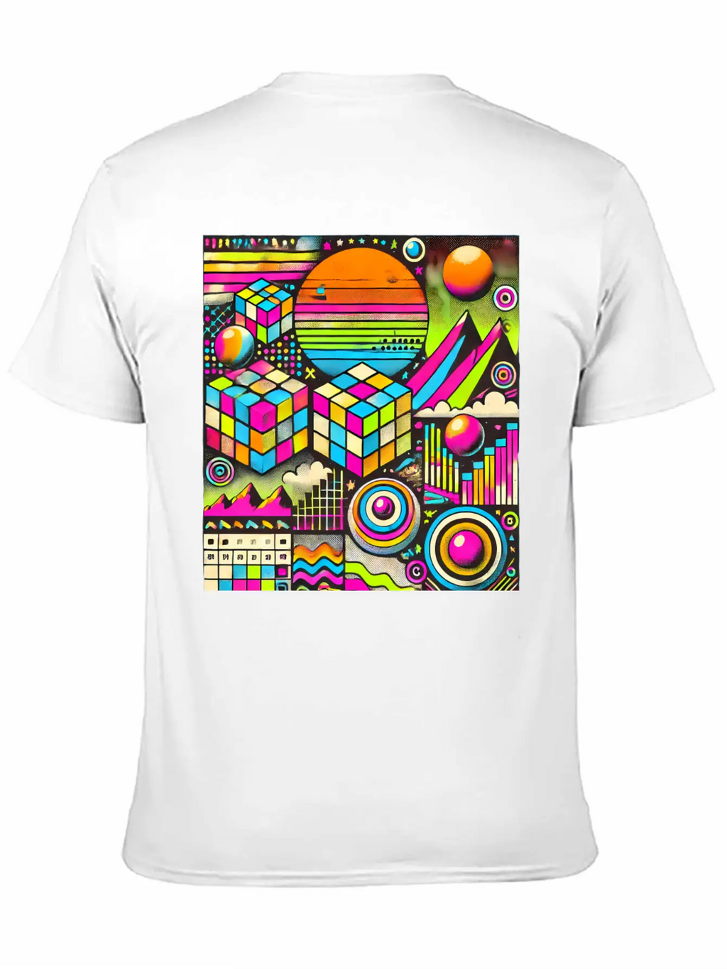 Neon Geometric Risograph Design Unisex Casual T-Shirt – Clean Design For Daily Comfort
