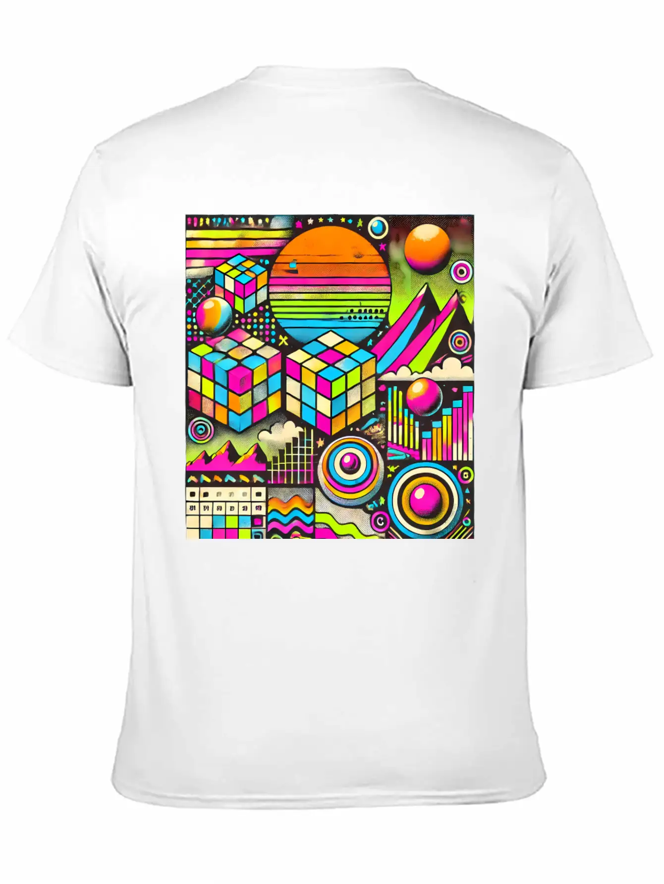 Neon Geometric Risograph Design Unisex Casual T-Shirt – Clean Design For Daily Comfort