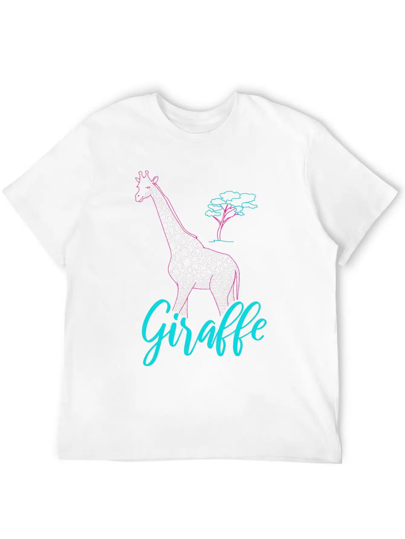 Neon Giraffe Retro Gift Basic Graphic T-Shirt – Daily Comfort In Soft Cotton
