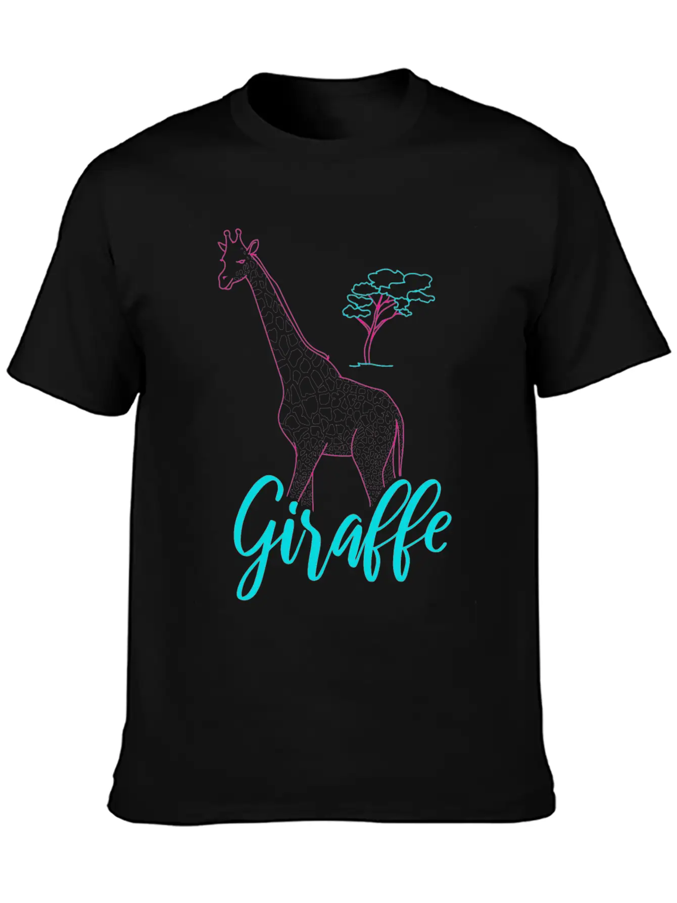 Neon Giraffe Retro Gift Basic Graphic T-Shirt – Daily Comfort In Soft Cotton