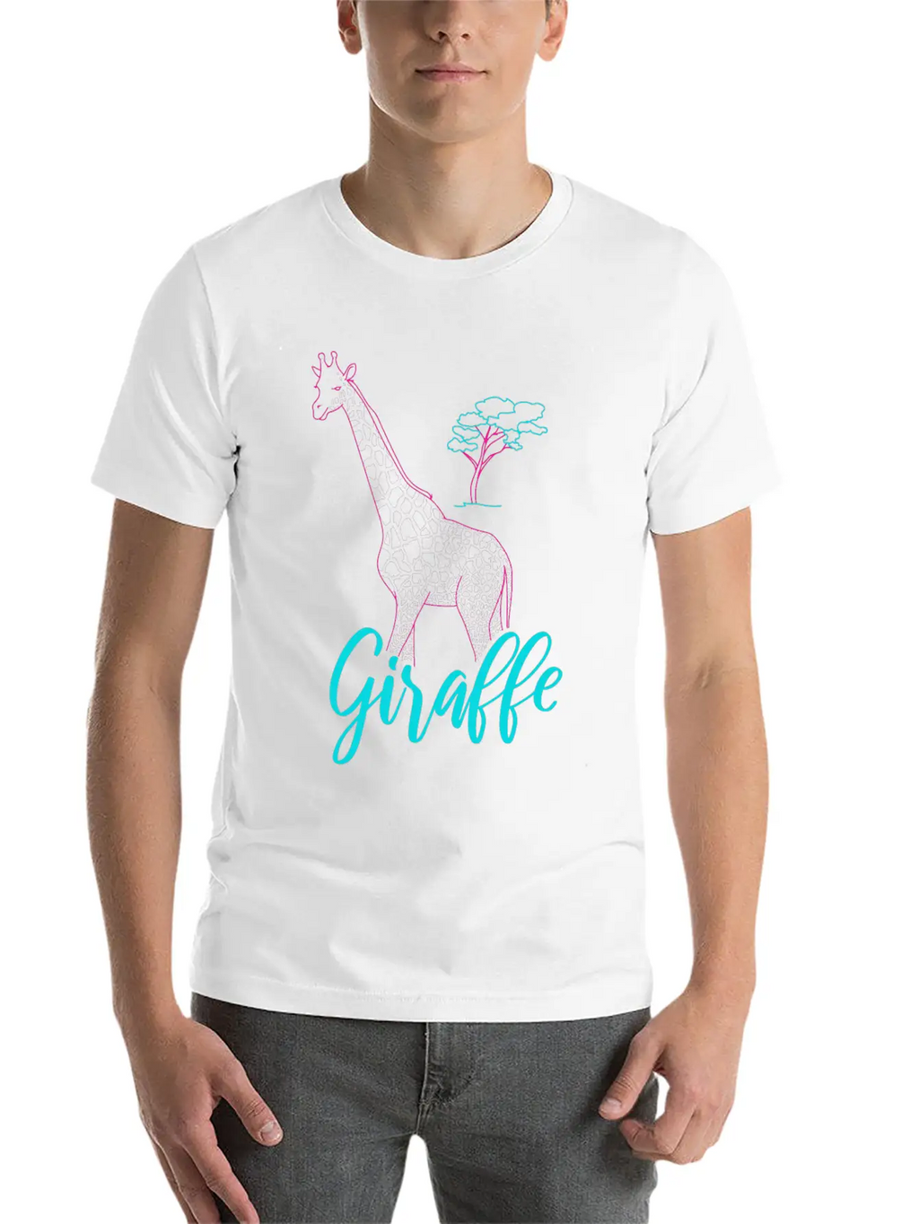 Neon Giraffe Retro Gift Basic Graphic T-Shirt – Daily Comfort In Soft Cotton