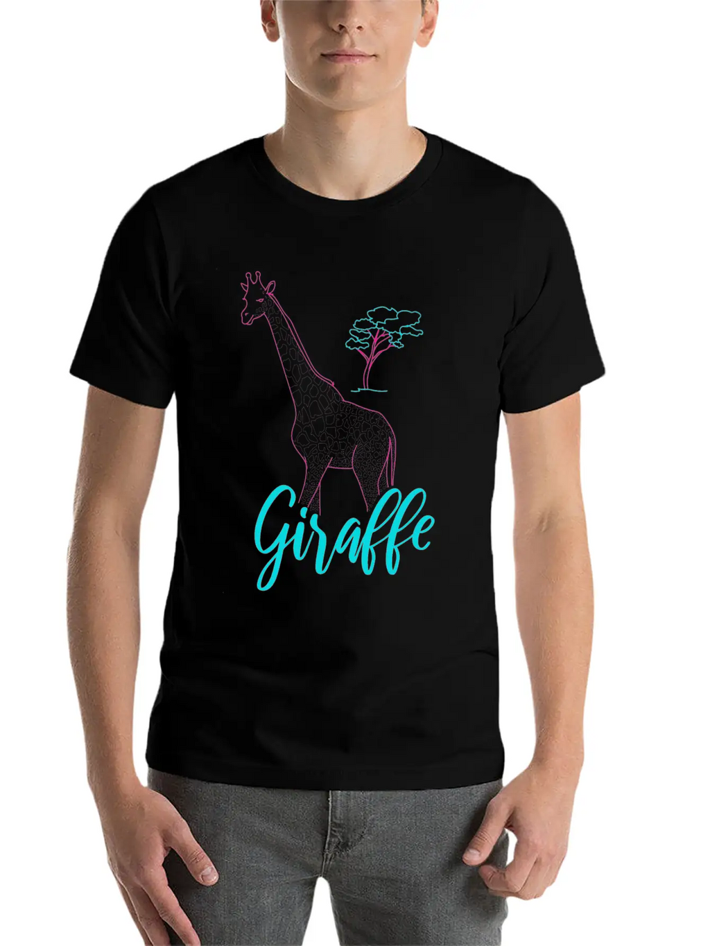 Neon Giraffe Retro Gift Basic Graphic T-Shirt – Daily Comfort In Soft Cotton
