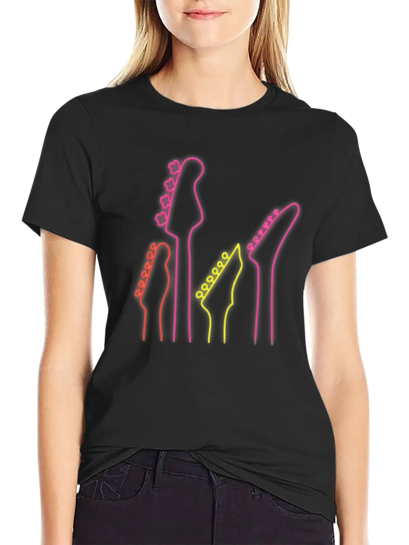 Neon Guitars Stylish Everyday T-Shirt – Unisex Basic Cotton Tee