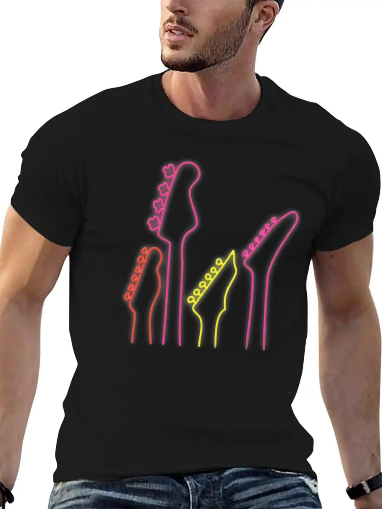 Neon Guitars Stylish Everyday T-Shirt – Unisex Basic Cotton Tee