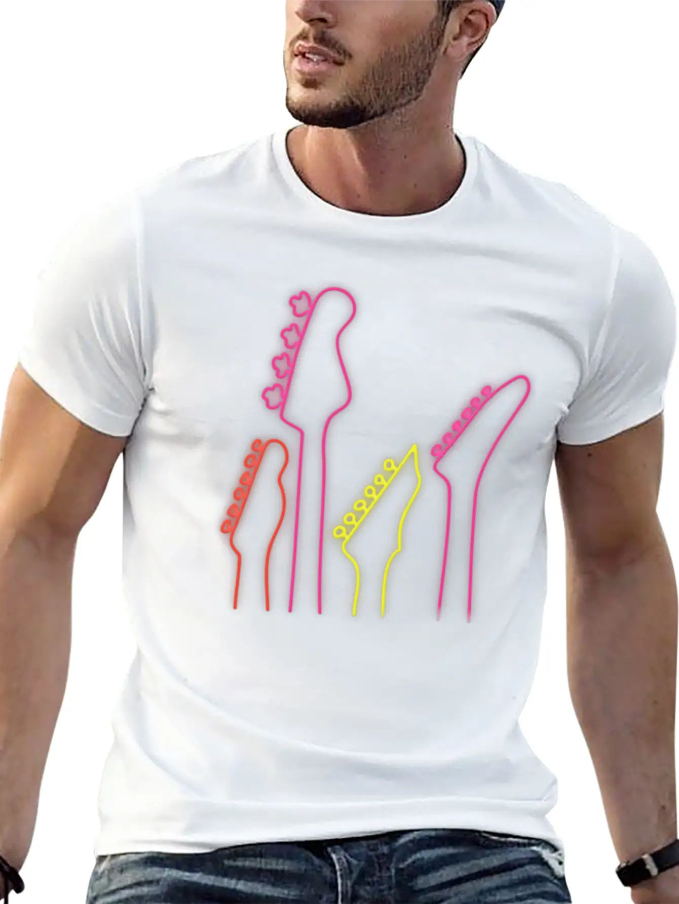 Neon Guitars Stylish Everyday T-Shirt – Unisex Basic Cotton Tee