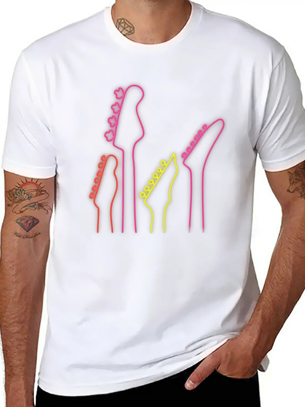 Neon Guitars Stylish Everyday T-Shirt – Unisex Basic Cotton Tee