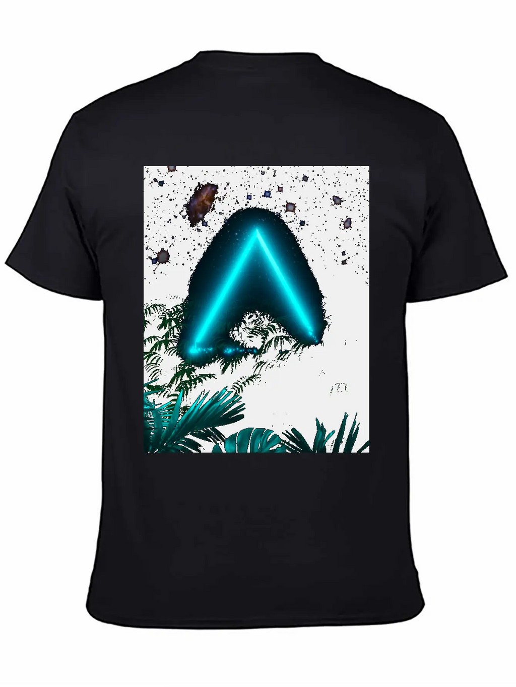 Neon Landscape: Green Triangle & Tropic Breathable Graphic T-Shirt – Perfect For Casual Days