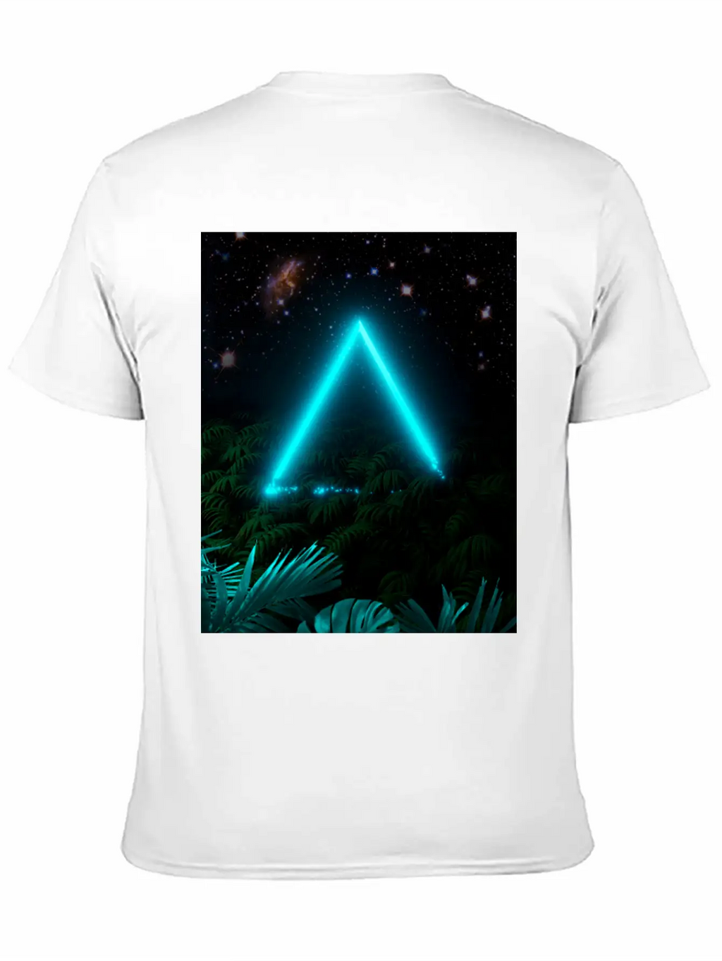 Neon Landscape: Green Triangle & Tropic Breathable Graphic T-Shirt – Perfect For Casual Days