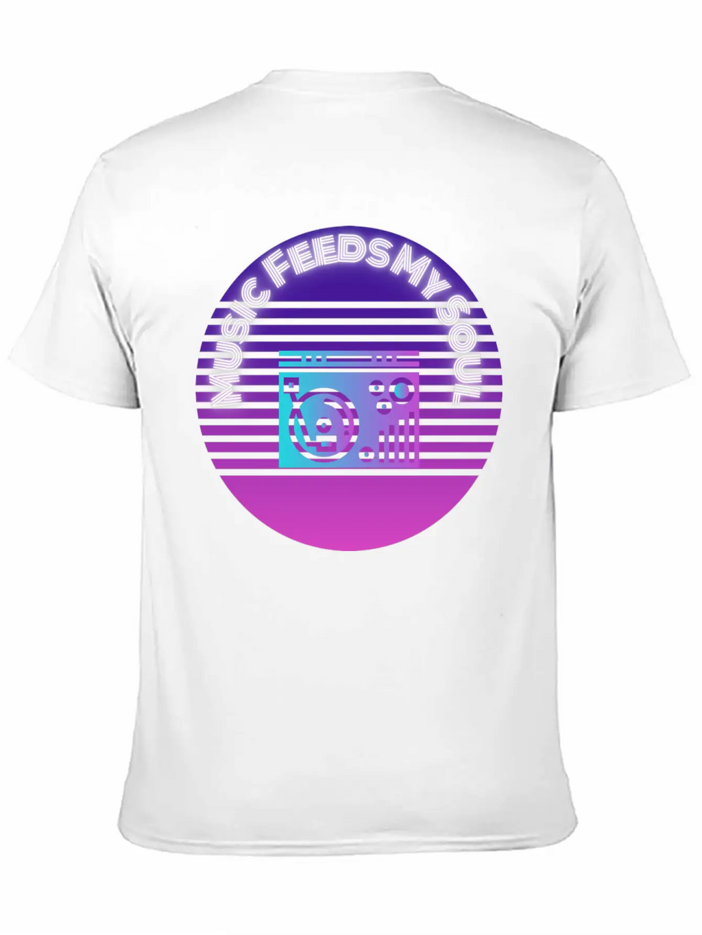 Neon Music Feeds My Soul Turntable Essential Unisex Summer Tee – Soft Cotton Casual Fit