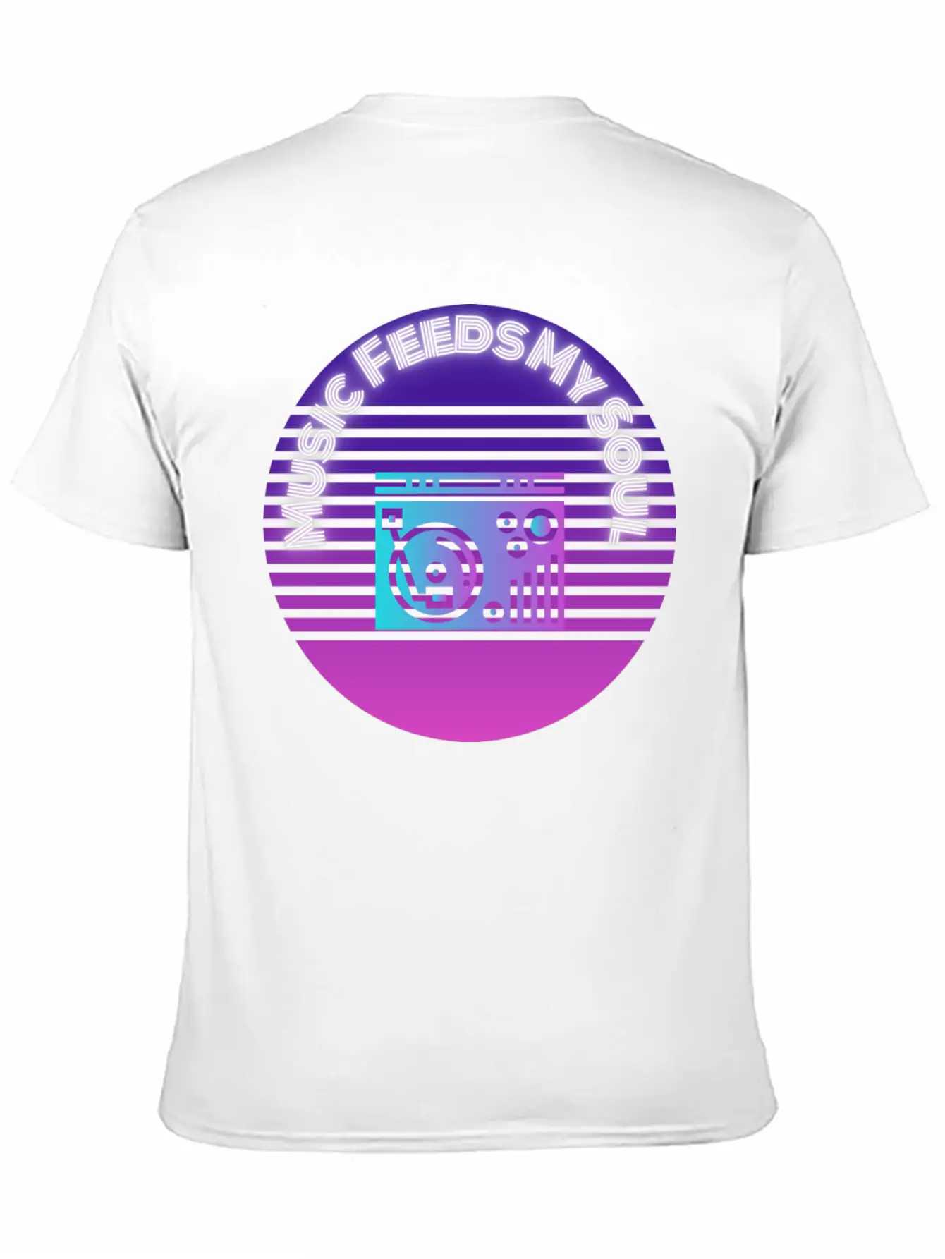 Neon Music Feeds My Soul Turntable Essential Unisex Summer Tee – Soft Cotton Casual Fit
