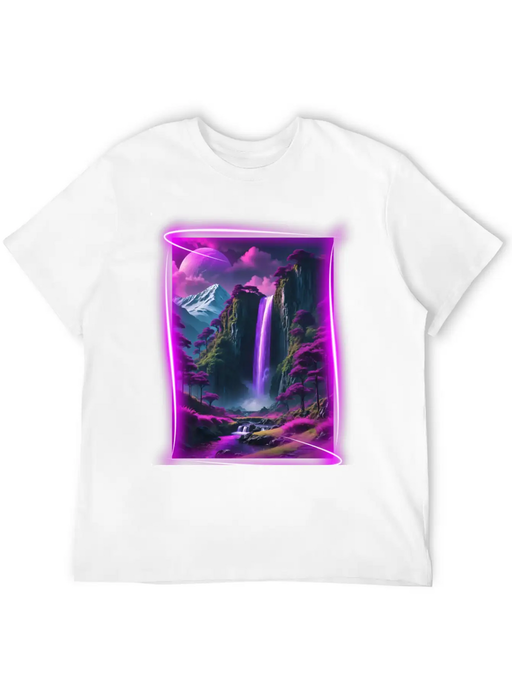 Neon, Otherworldly Nature Scene. Breathable Graphic T-Shirt – Perfect For Casual Days