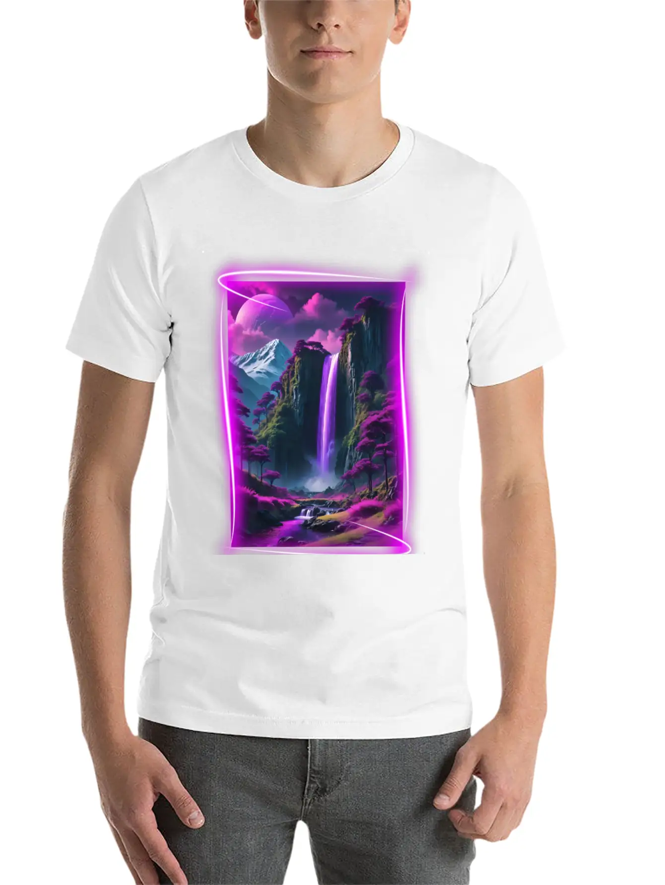 Neon, Otherworldly Nature Scene. Breathable Graphic T-Shirt – Perfect For Casual Days