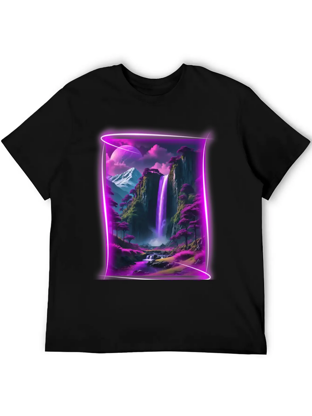 Neon, Otherworldly Nature Scene. Breathable Graphic T-Shirt – Perfect For Casual Days