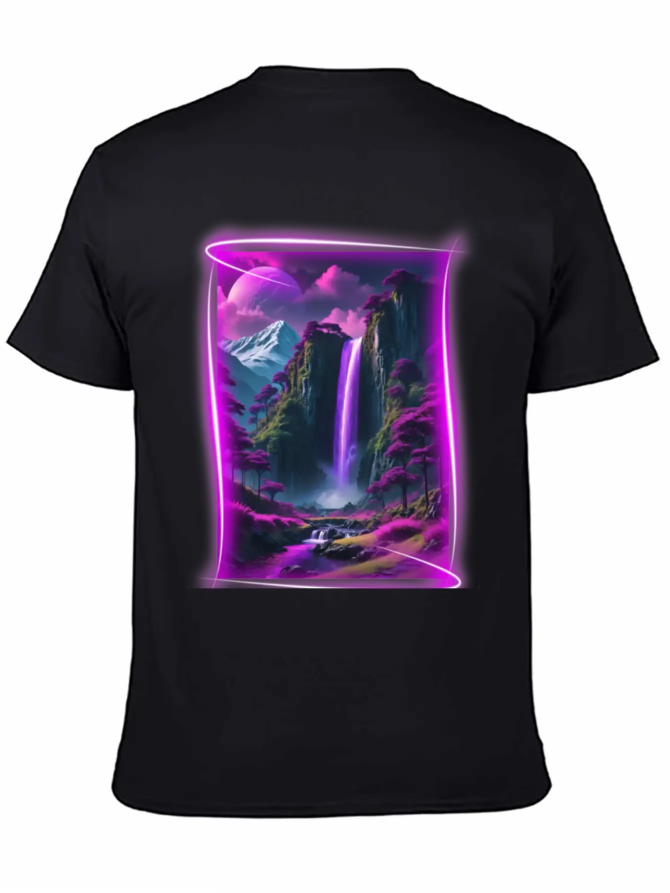 Neon, Otherworldly Nature Scene. Breathable Graphic T-Shirt – Perfect For Casual Days