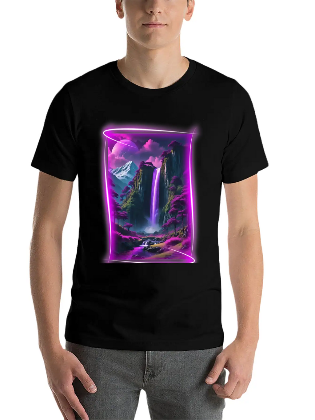 Neon, Otherworldly Nature Scene. Breathable Graphic T-Shirt – Perfect For Casual Days