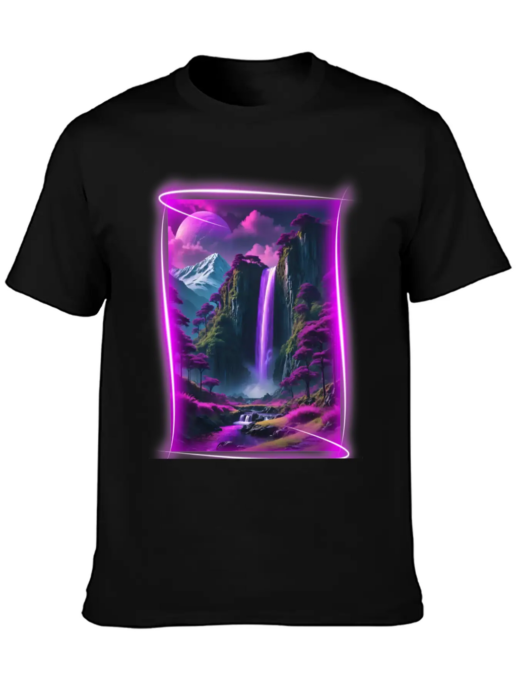 Neon, Otherworldly Nature Scene. Breathable Graphic T-Shirt – Perfect For Casual Days