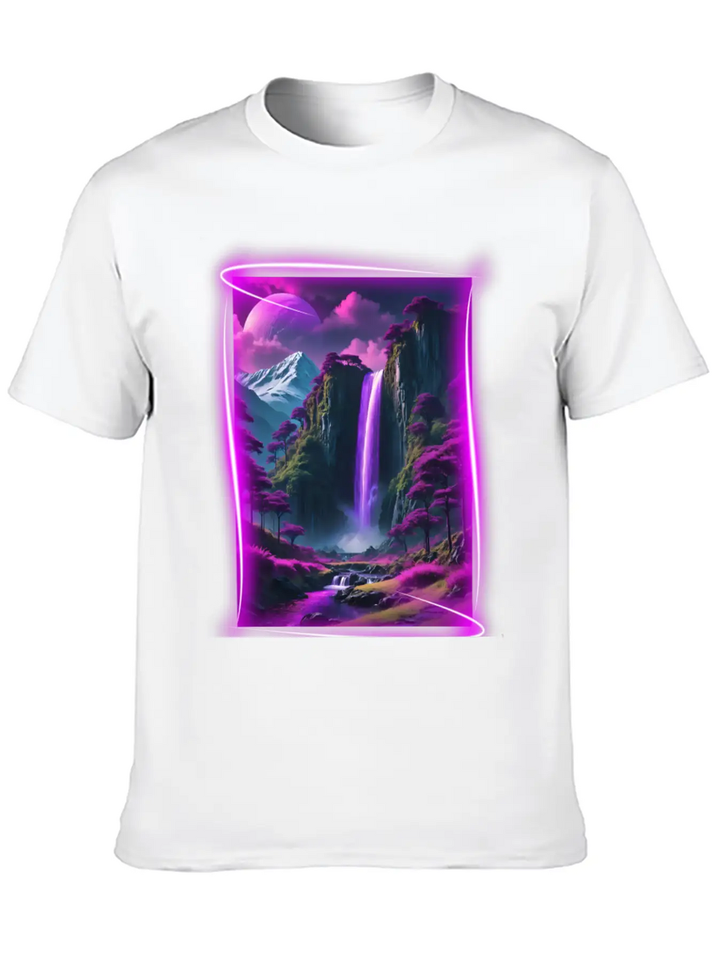 Neon, Otherworldly Nature Scene. Breathable Graphic T-Shirt – Perfect For Casual Days