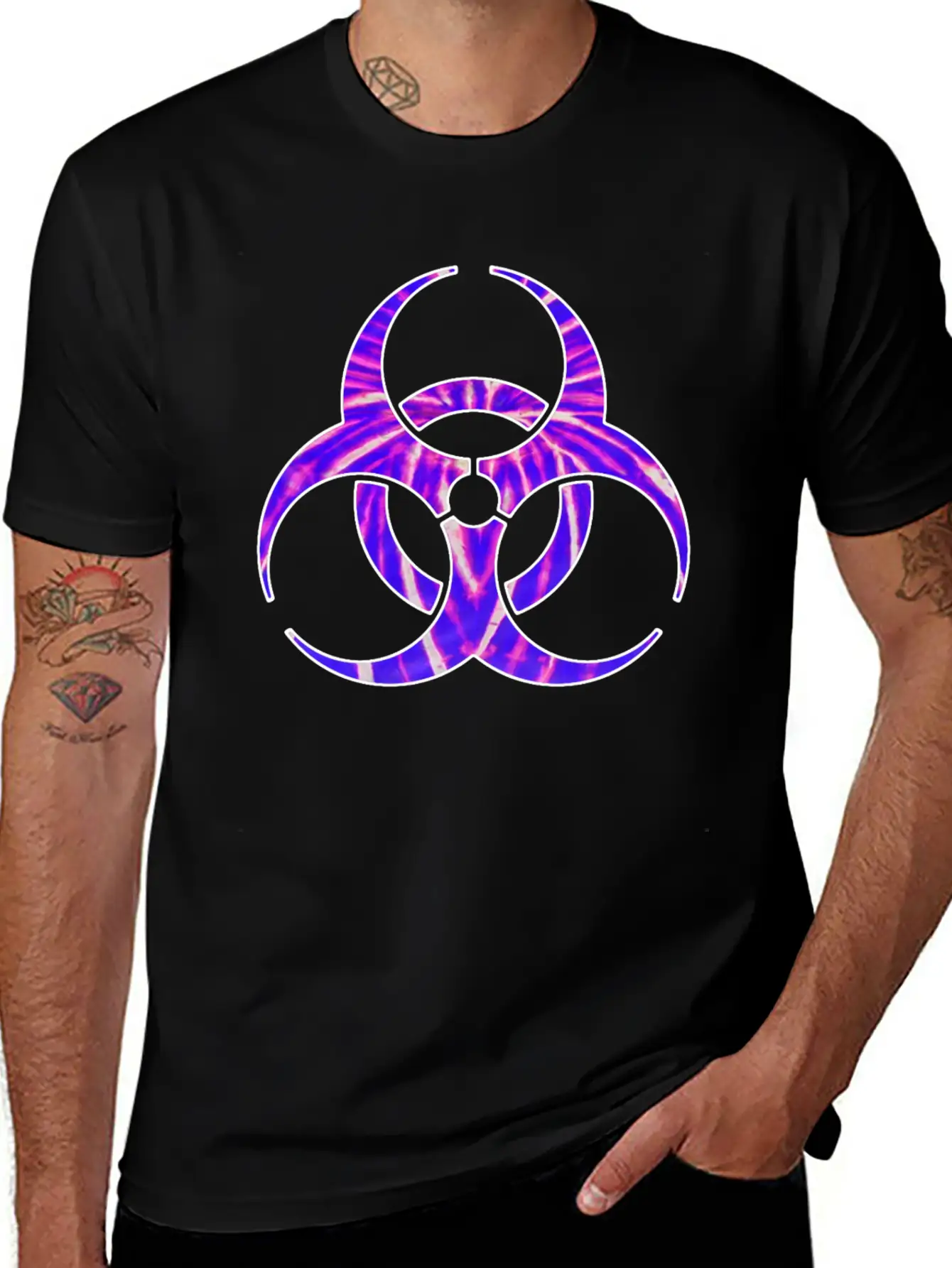 Neon Purple Biohazard Essential Cotton Tee For Daily Outfits – Unisex Style