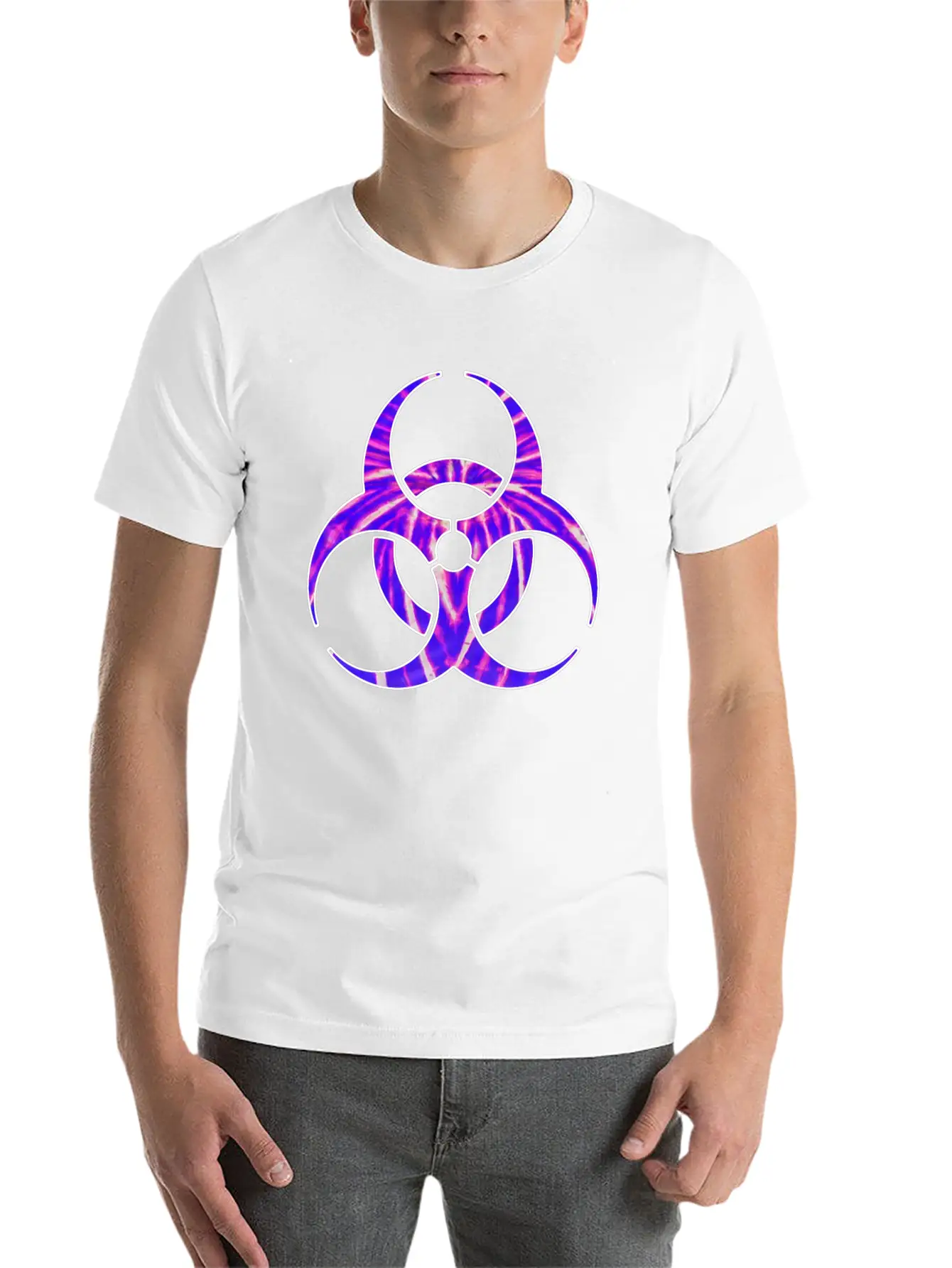 Neon Purple Biohazard Essential Cotton Tee For Daily Outfits – Unisex Style