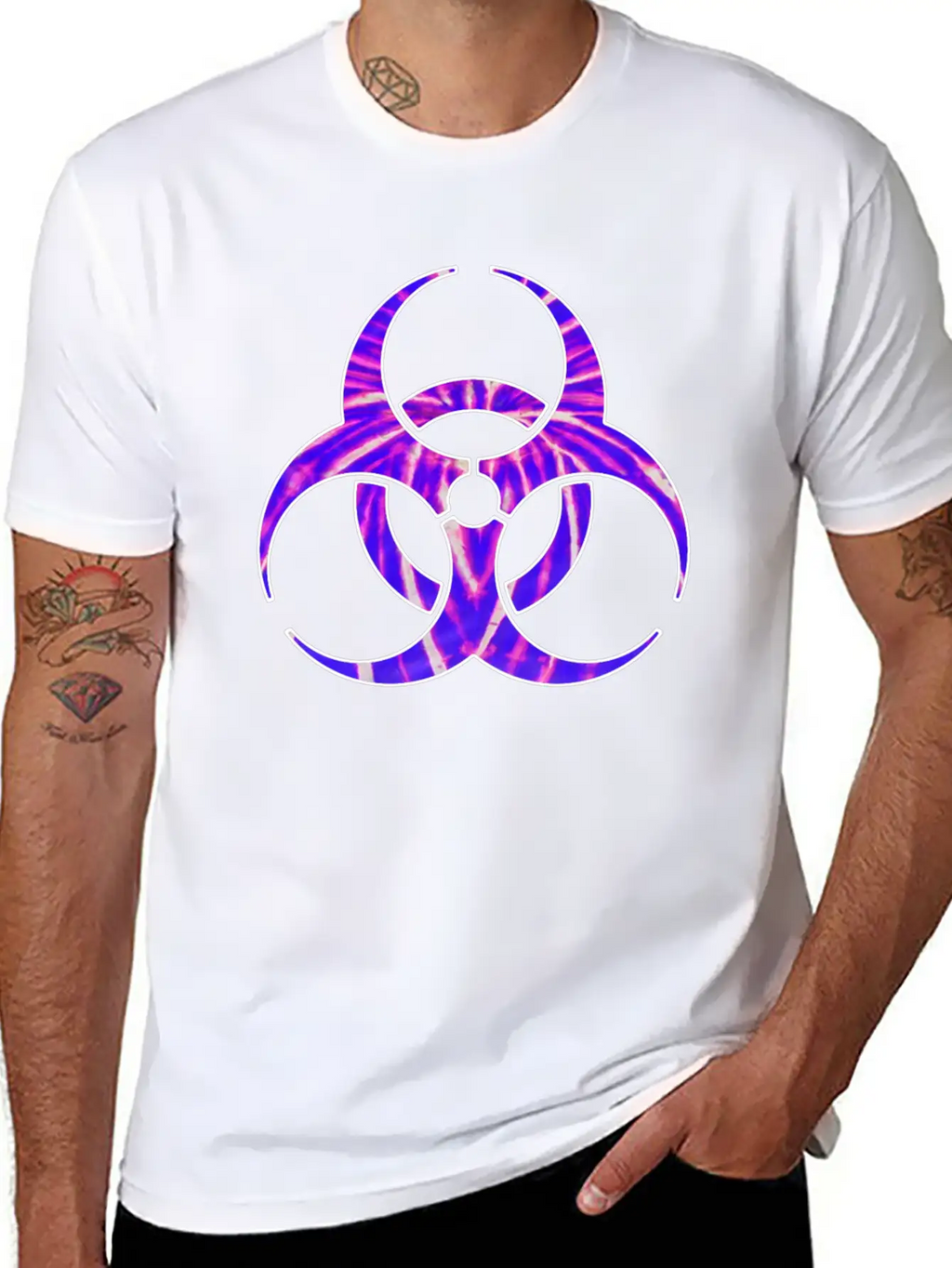 Neon Purple Biohazard Essential Cotton Tee For Daily Outfits – Unisex Style