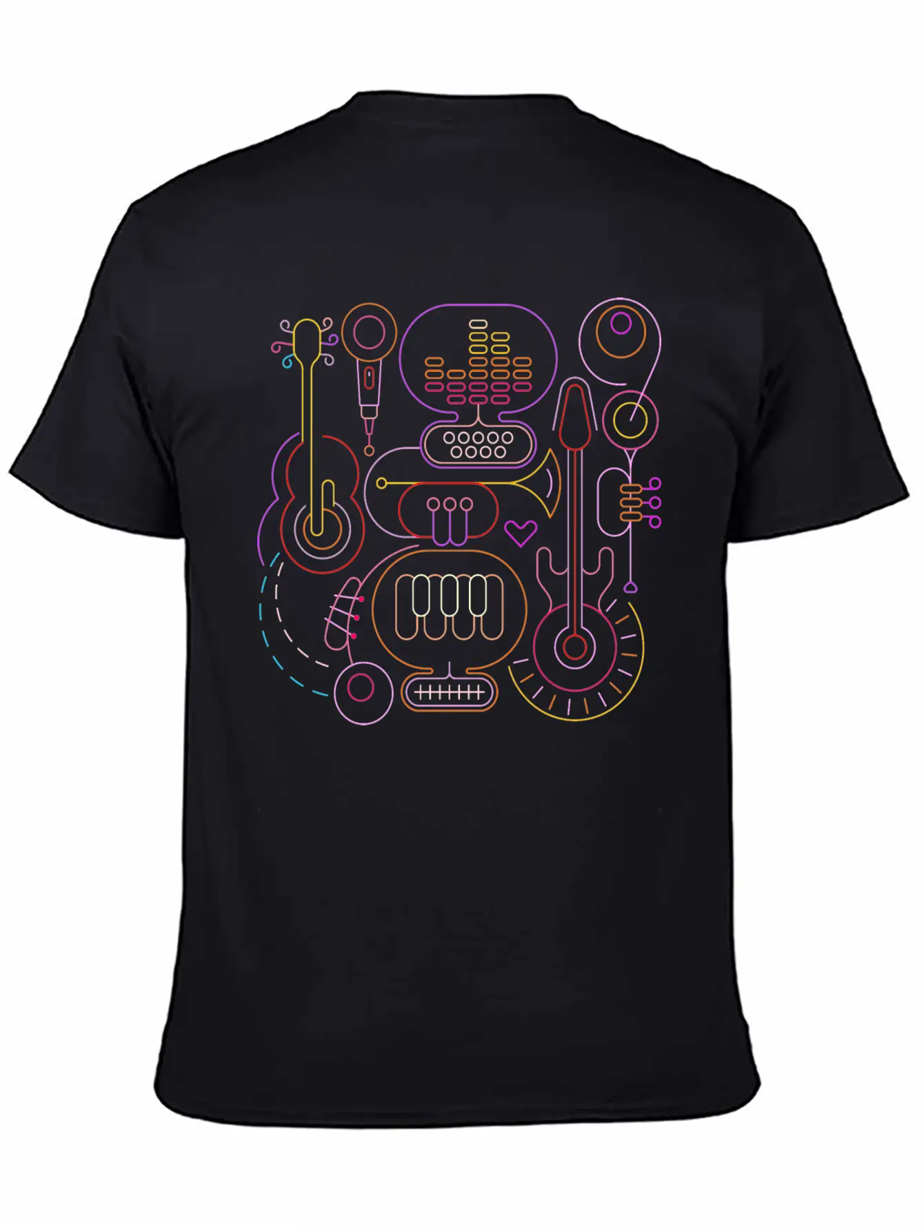 Neon Rhapsody: Vibrant Musical Melodies Unisex Casual T-Shirt – Clean Design For Daily Comfort
