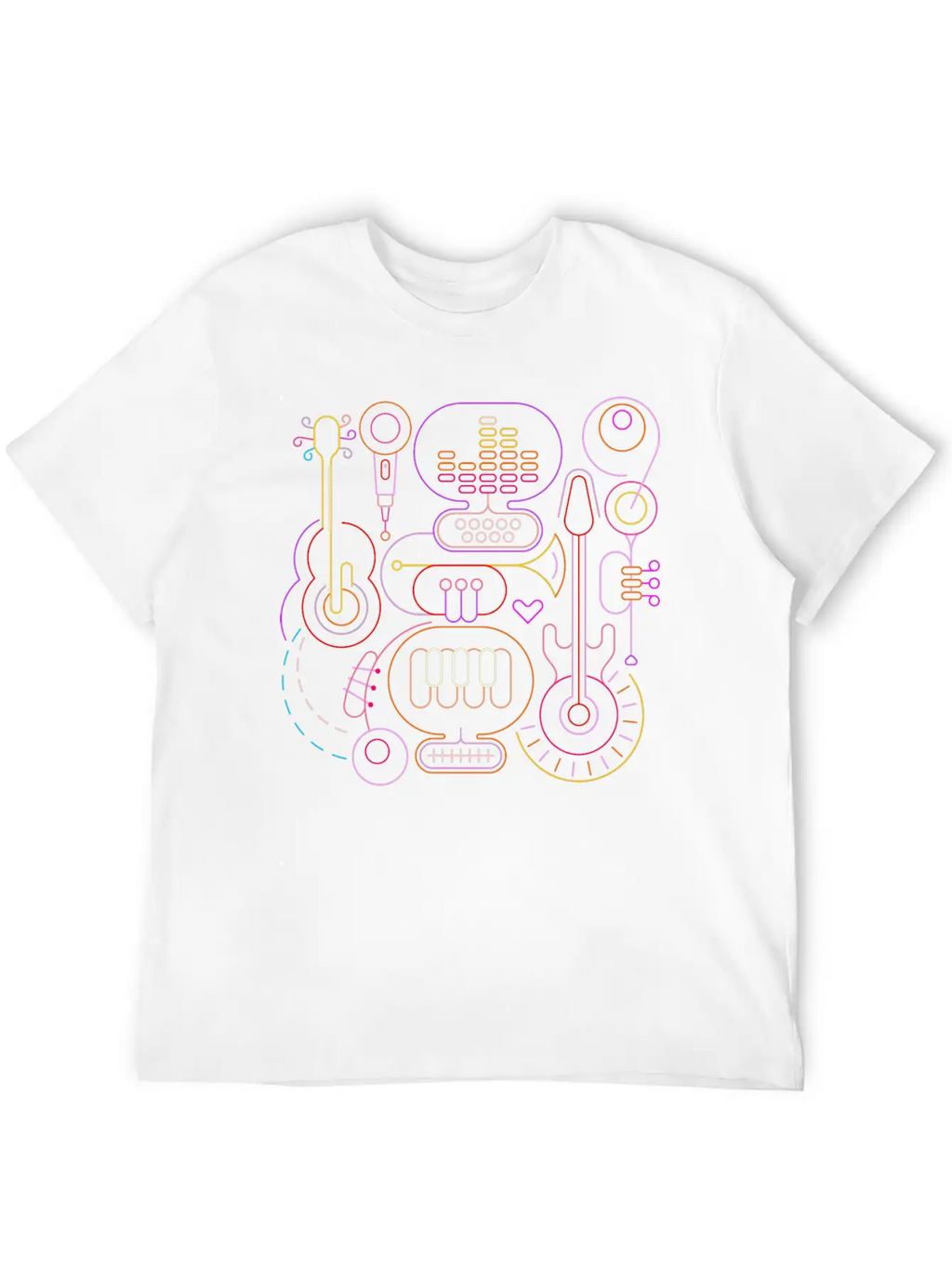 Neon Rhapsody: Vibrant Musical Melodies Unisex Casual T-Shirt – Clean Design For Daily Comfort