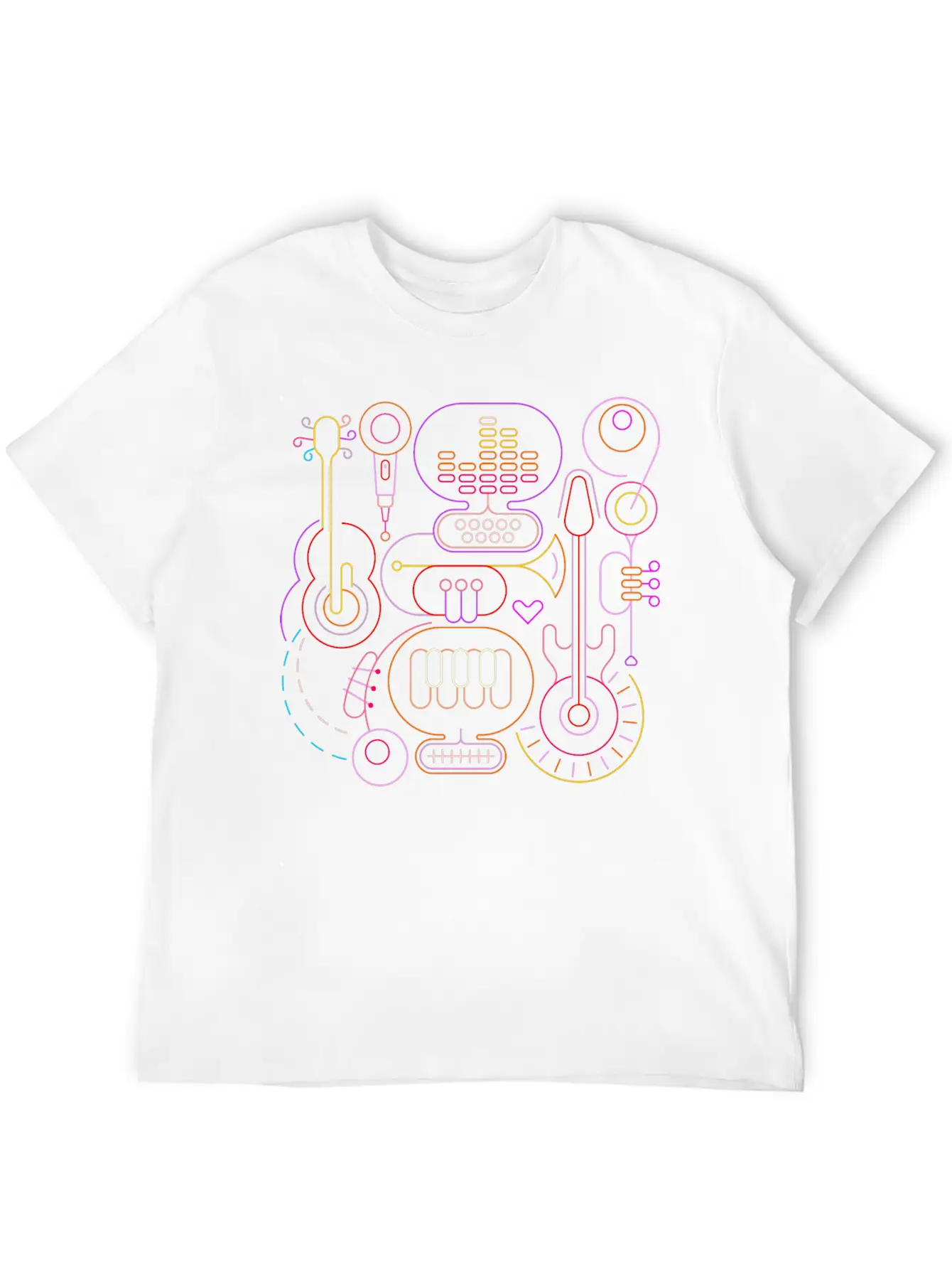 Neon Rhapsody: Vibrant Musical Melodies Unisex Casual T-Shirt – Clean Design For Daily Comfort