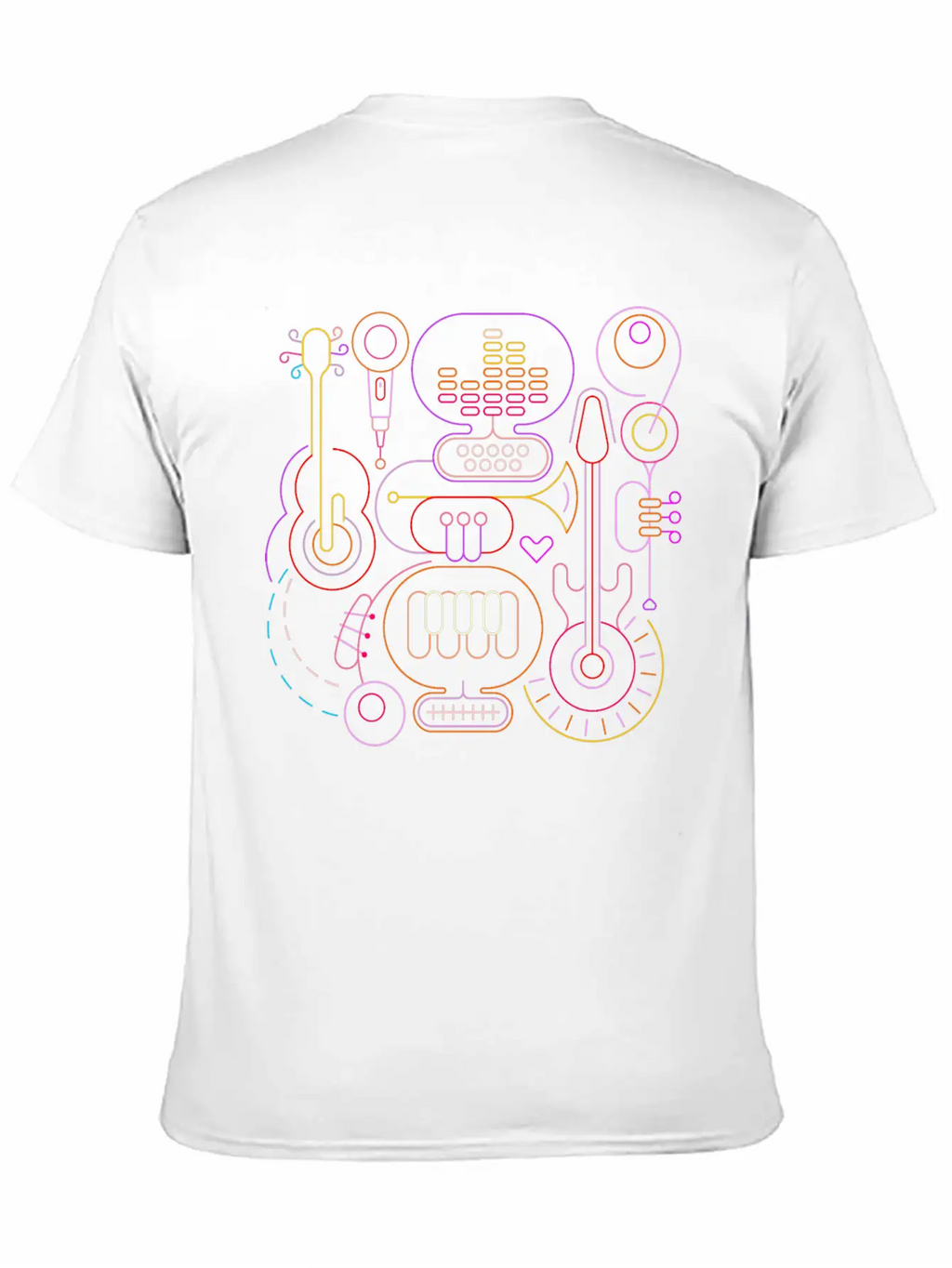 Neon Rhapsody: Vibrant Musical Melodies Unisex Casual T-Shirt – Clean Design For Daily Comfort