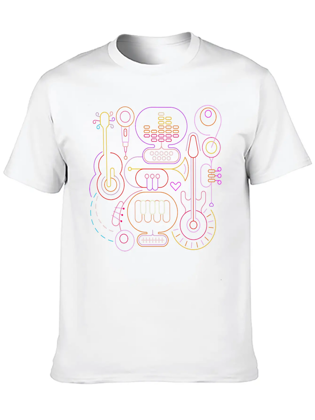 Neon Rhapsody: Vibrant Musical Melodies Unisex Casual T-Shirt – Clean Design For Daily Comfort